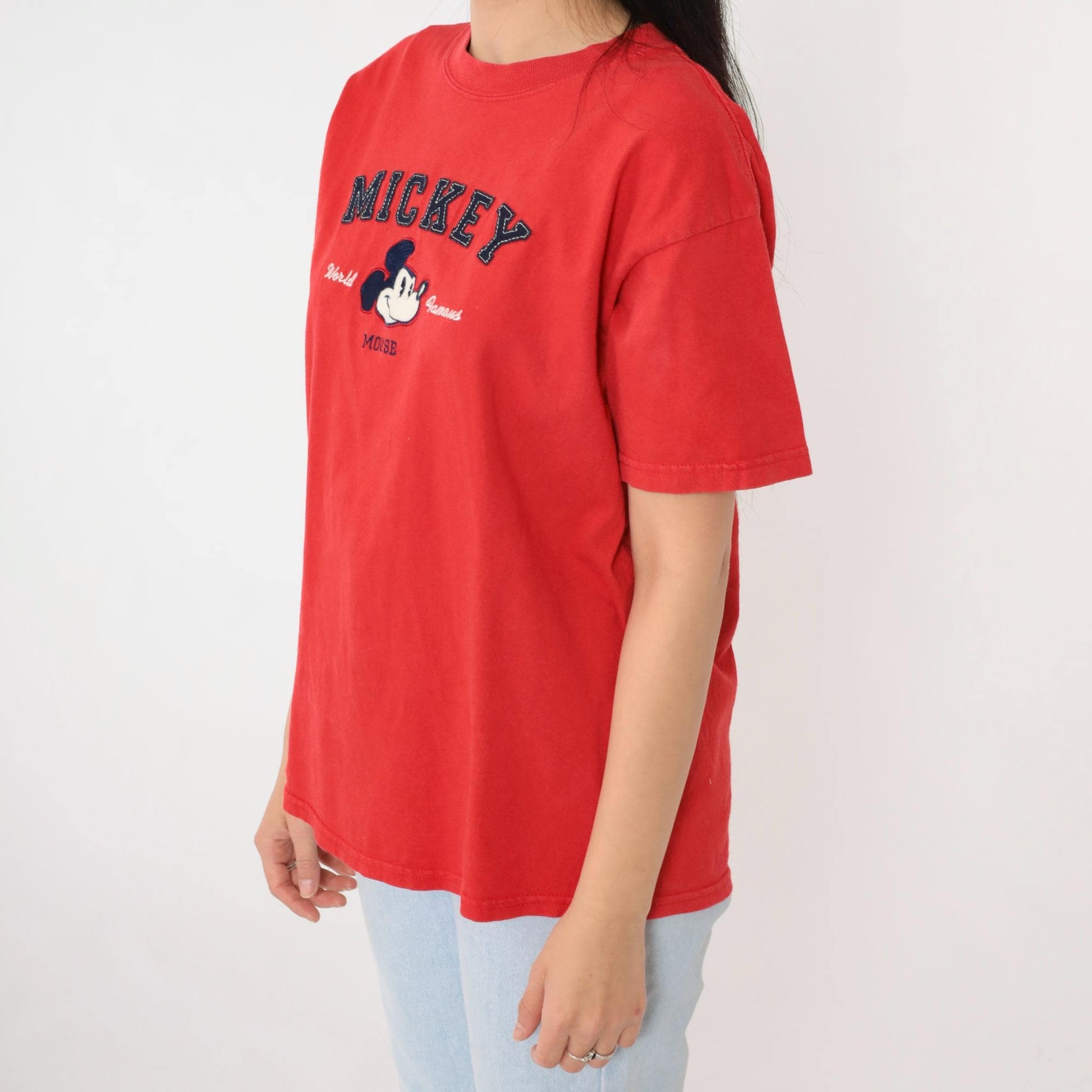 90s Mickey Mouse Walt Disney World Kids Graphic Tee Red Small