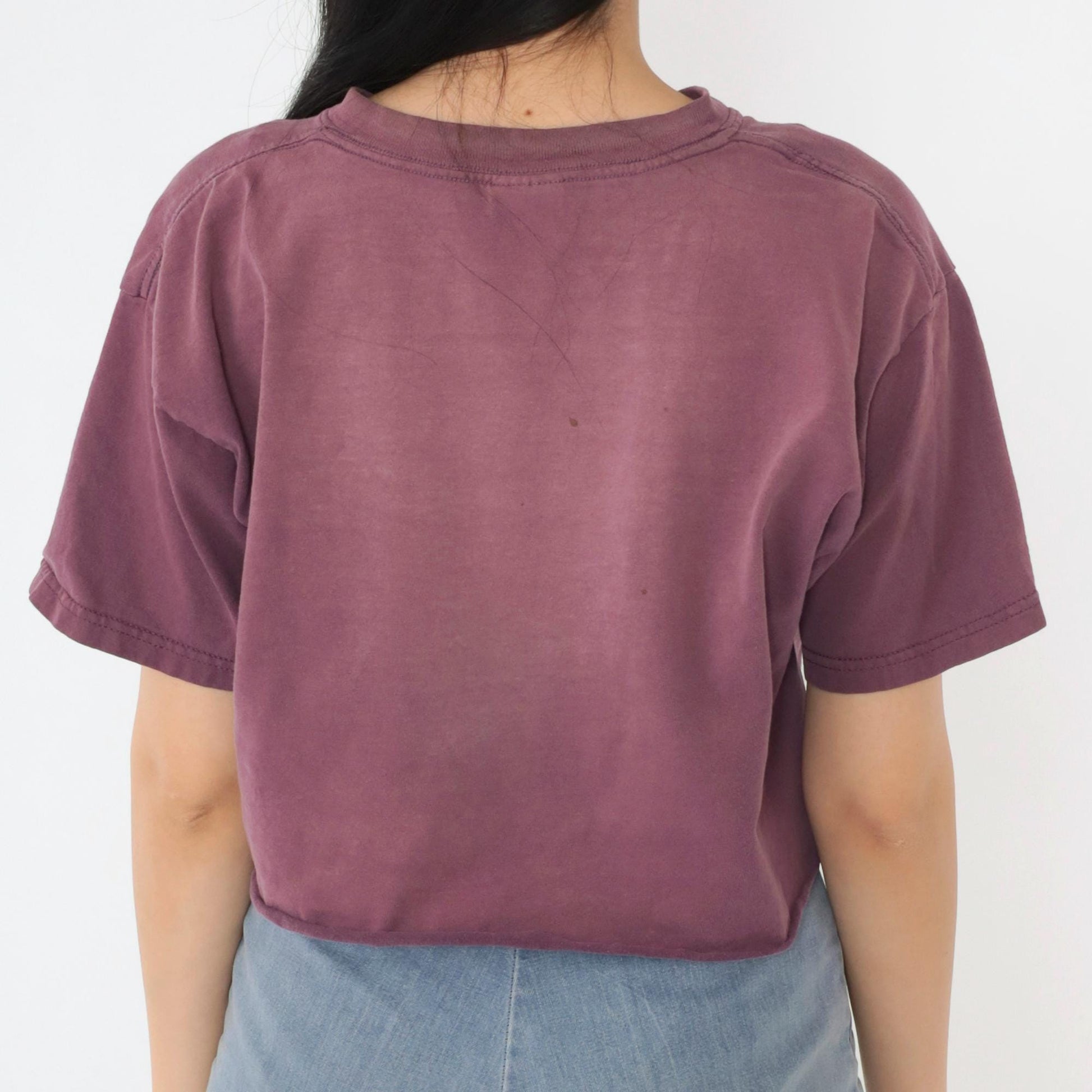 90s Oklahoma Floral Crop Top Burgundy Graphic T-Shirt Medium