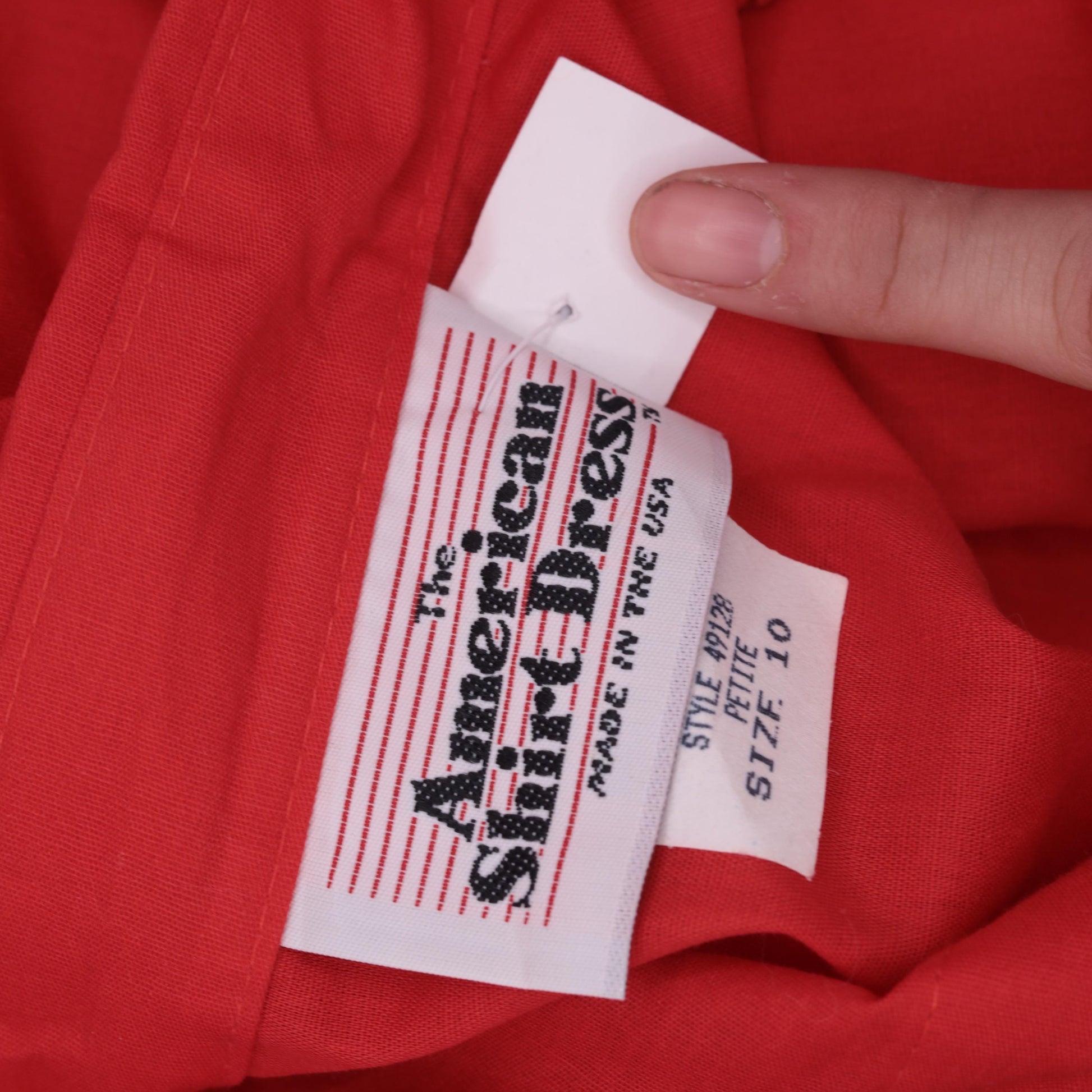80s Red Button-Up Midi Shirtdress High Waisted 3/4 Sleeve Medium