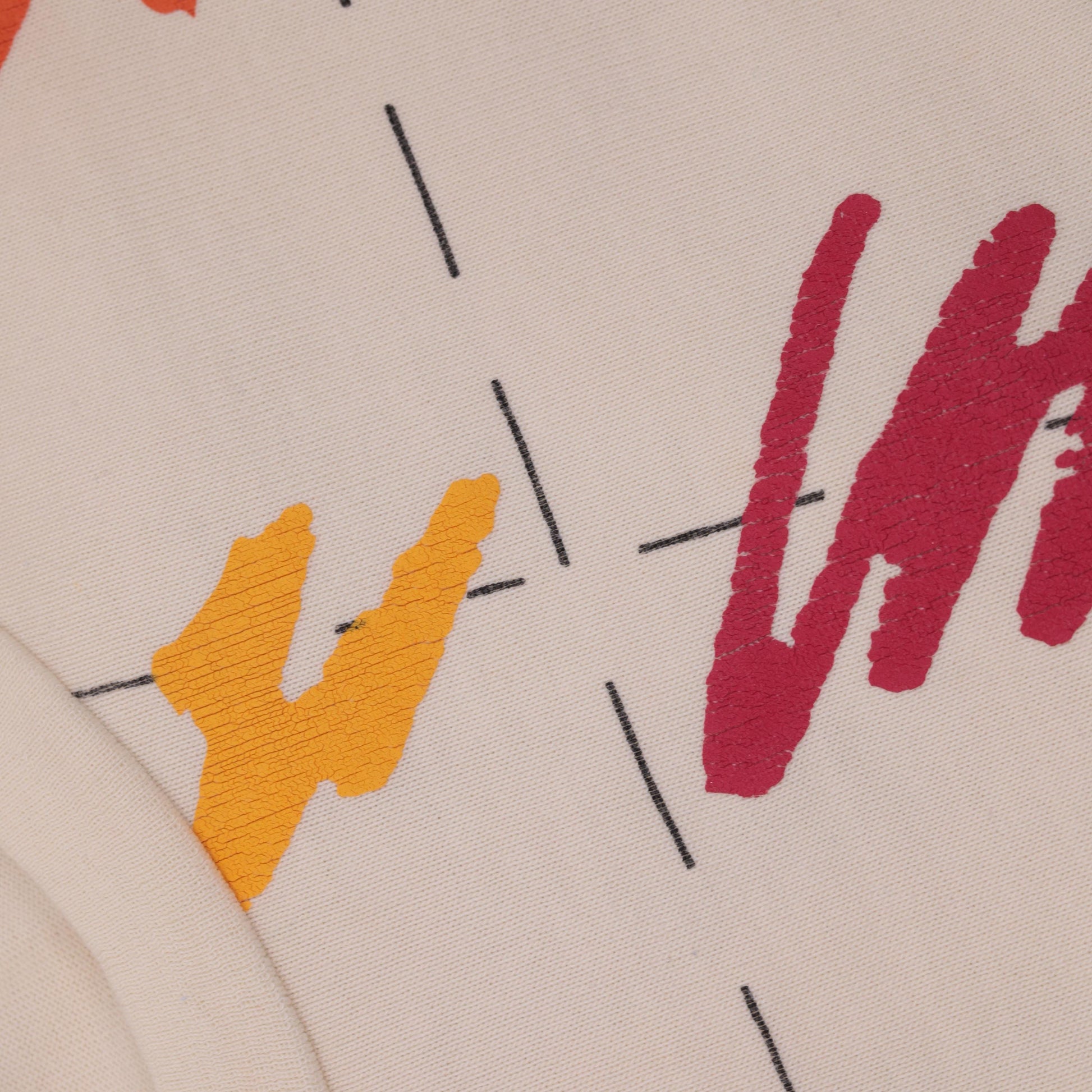 80s Brushstroke Sweatshirt Cream Rainbow Graphic Crewneck Medium
