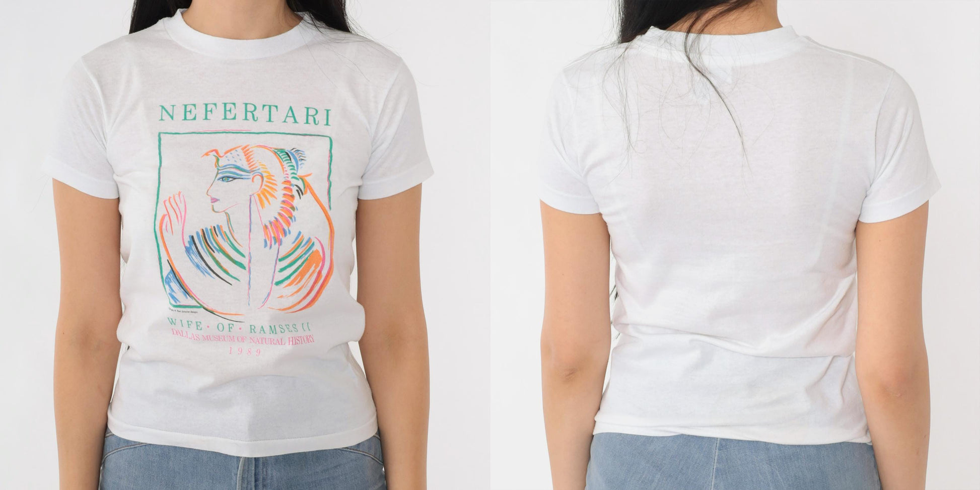80s Nefertari Queen Egyptian Graphic Tee White Single Stitch XXS