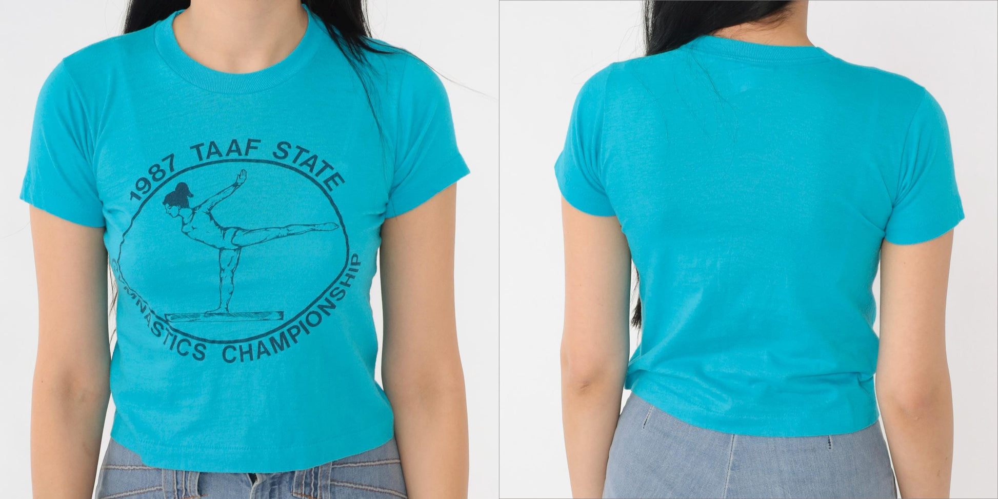 1987 TAAF State Gymnastics Championship T-Shirt Blue Graphic Tee XXS