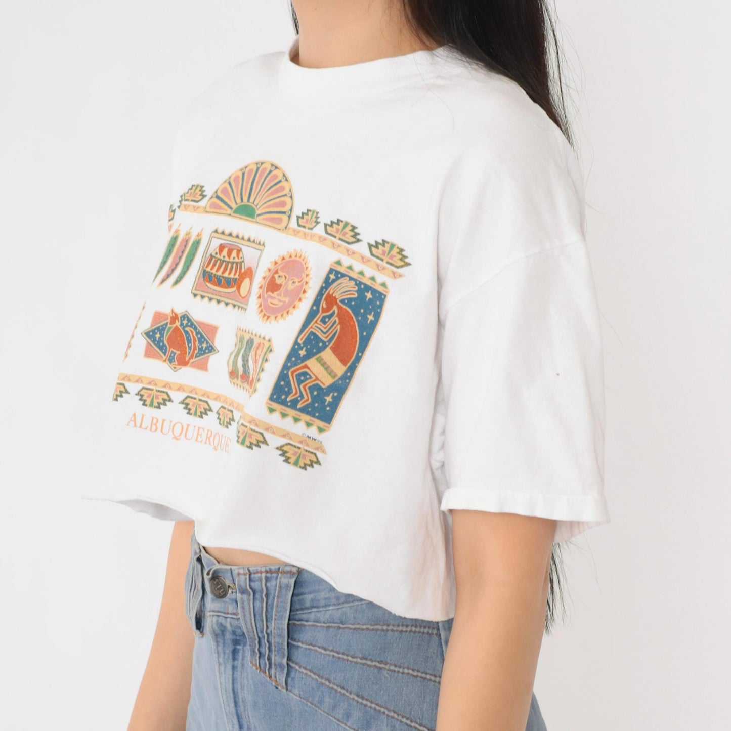 90s Albuquerque Southwest Graphic T-Shirt Cotton Crop Tee Large L