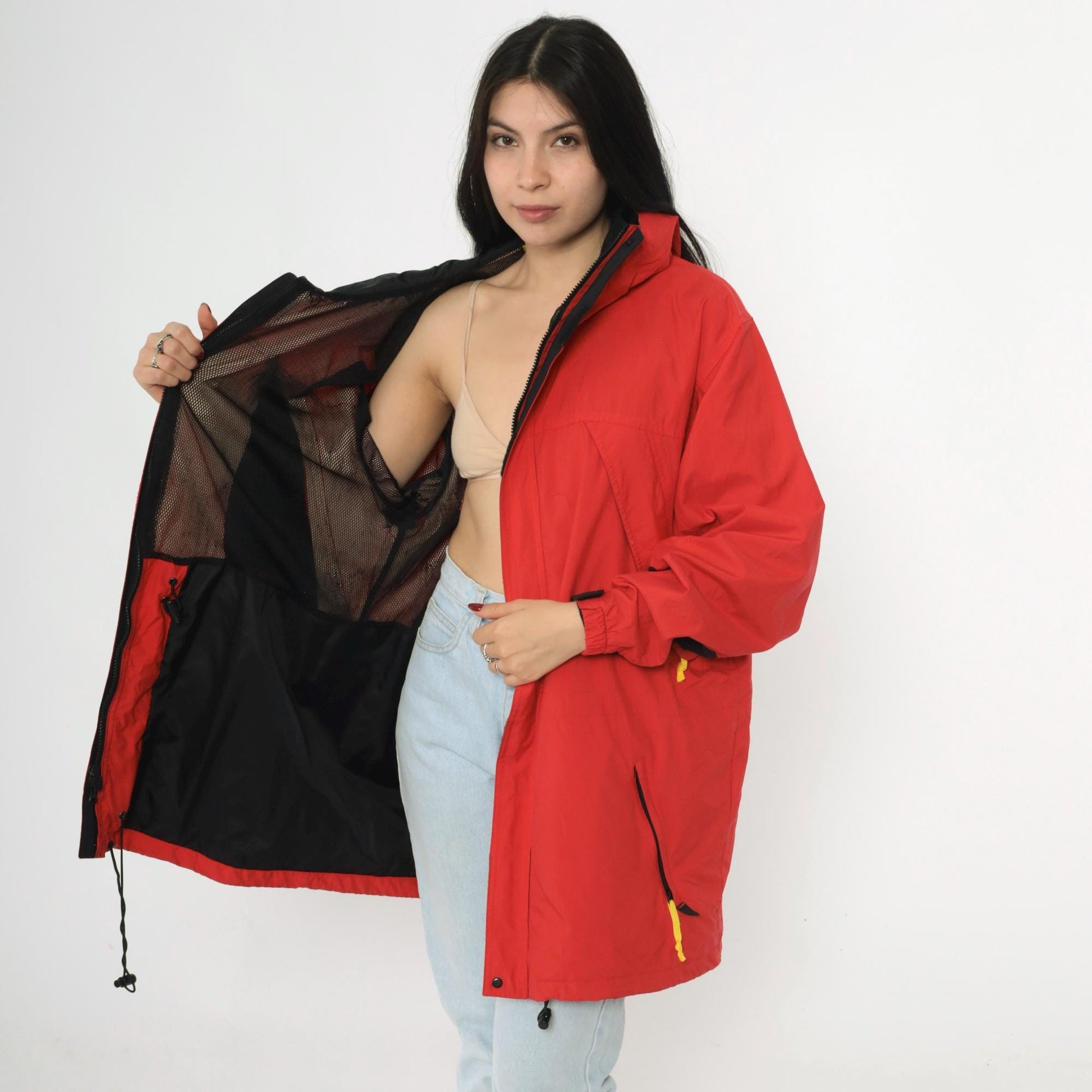 90s Marlboro Windbreaker Jacket Red Nylon Hooded Full Zip Large L