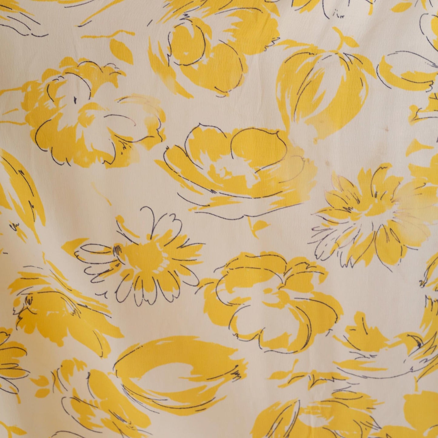 80s E.D. Michaels Yellow Floral Drop Waist Midi Dress V Neck Button Front Small