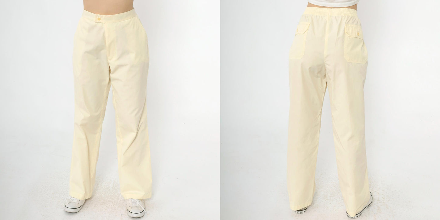 80s McGregor Yellow Straight Leg Trousers High Waist Elastic Men's Medium