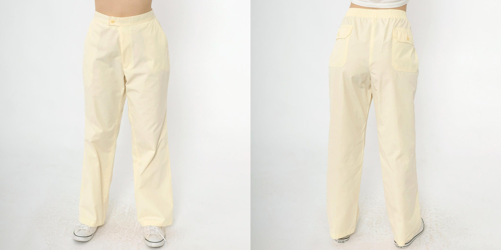 80s McGregor Yellow Straight Leg Trousers High Waist Elastic Men's Medium