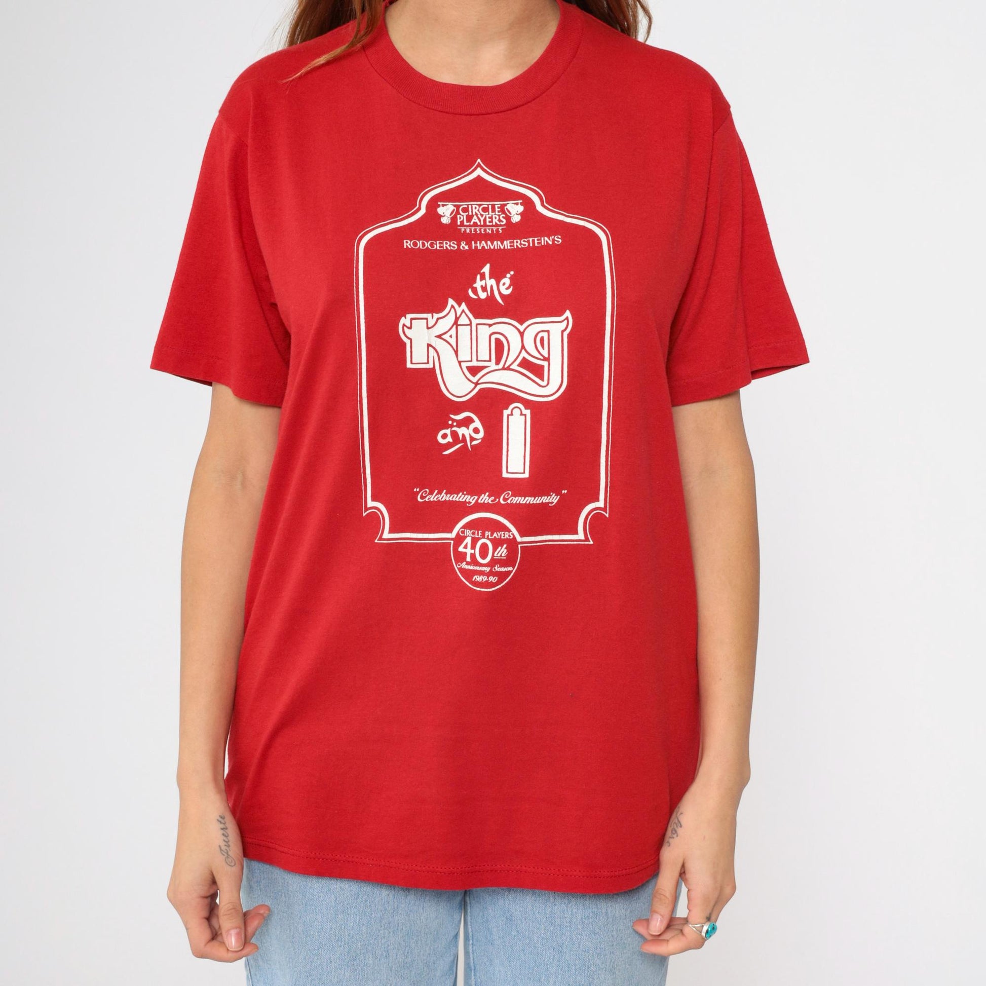 90s The King and I Circle Players Theater Graphic T-Shirt Red Medium