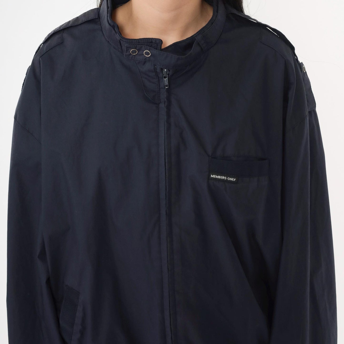 90s Members Only Navy Bomber Jacket Zip Windbreaker Epaulette Extra Large