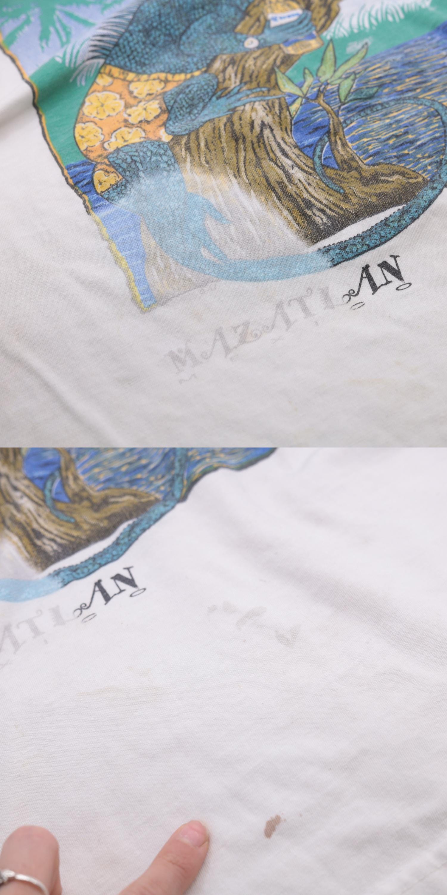 90s Sunset Beer Mazatlán Iguana Graphic Muscle Tank Large L