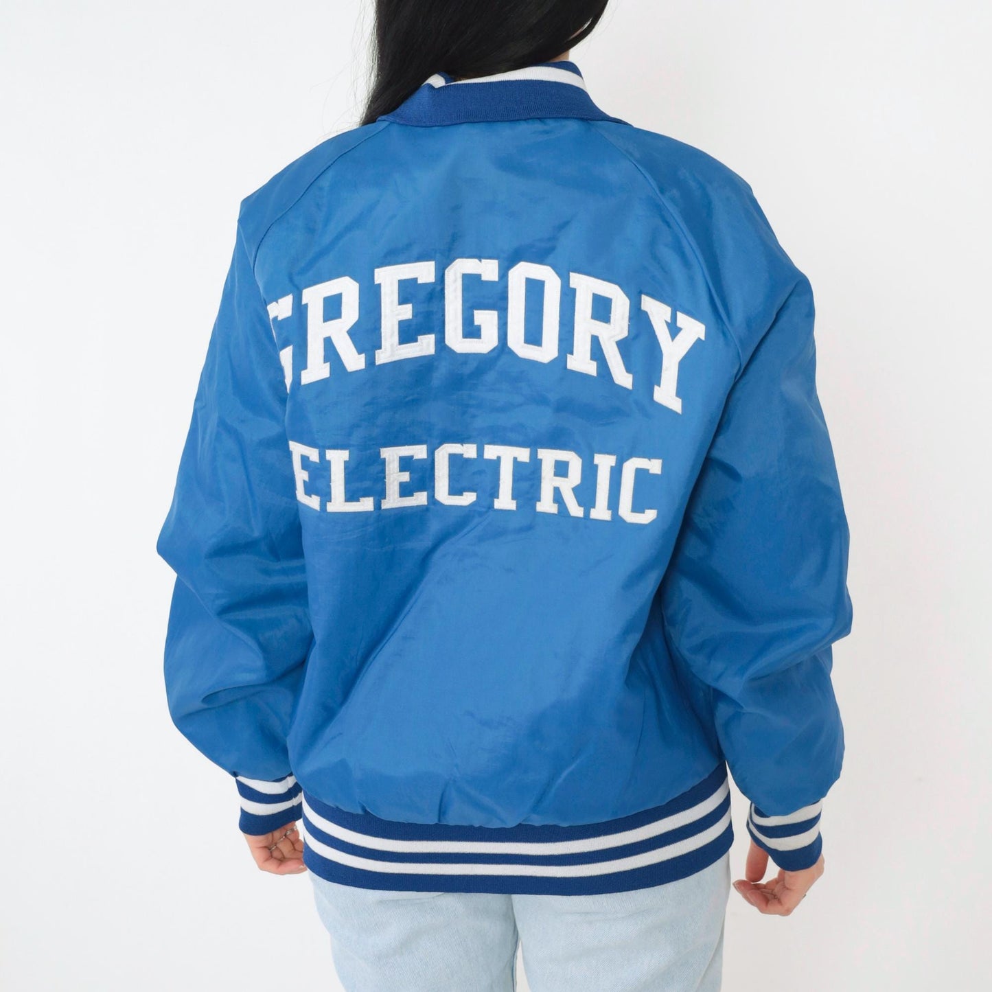 90s Gregory Electric Blue Bomber Jacket Nylon Snap Windbreaker Medium M
