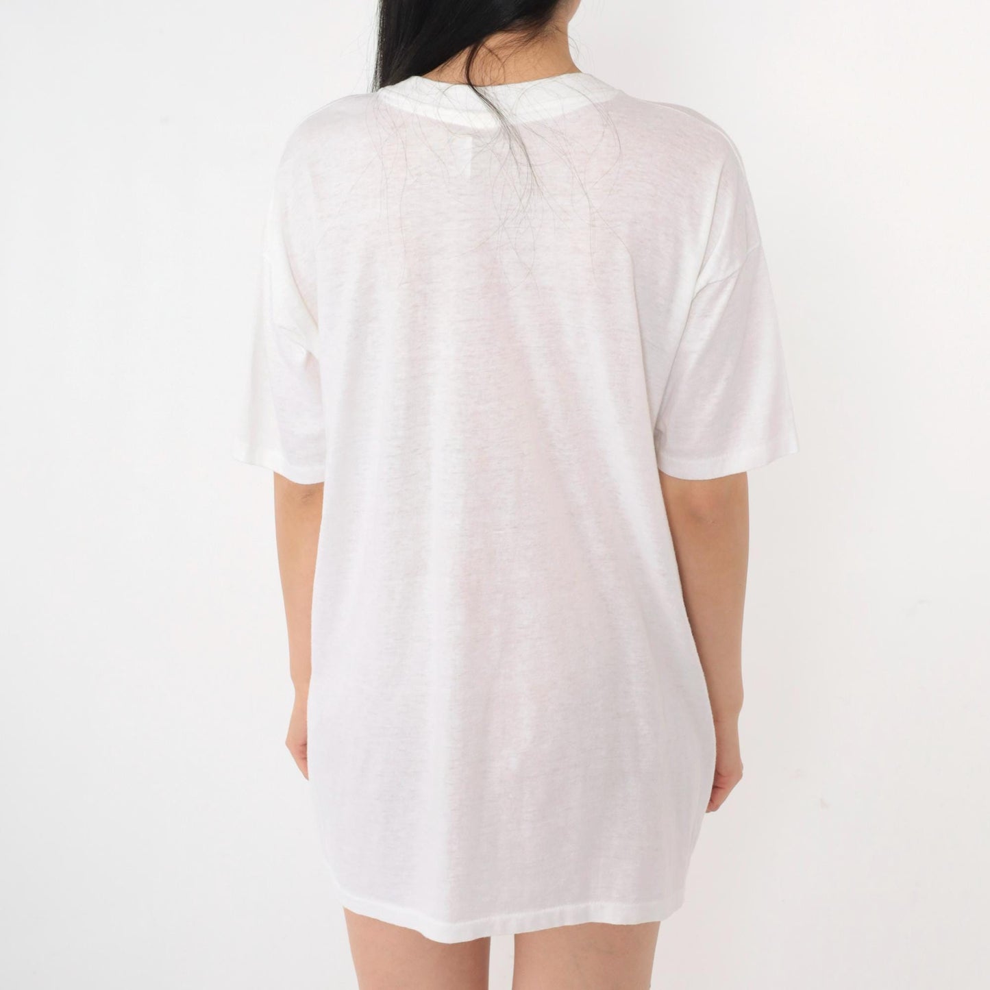 90s Abstract Geometric Glitter Paint T-Shirt White Single Stitch Large L