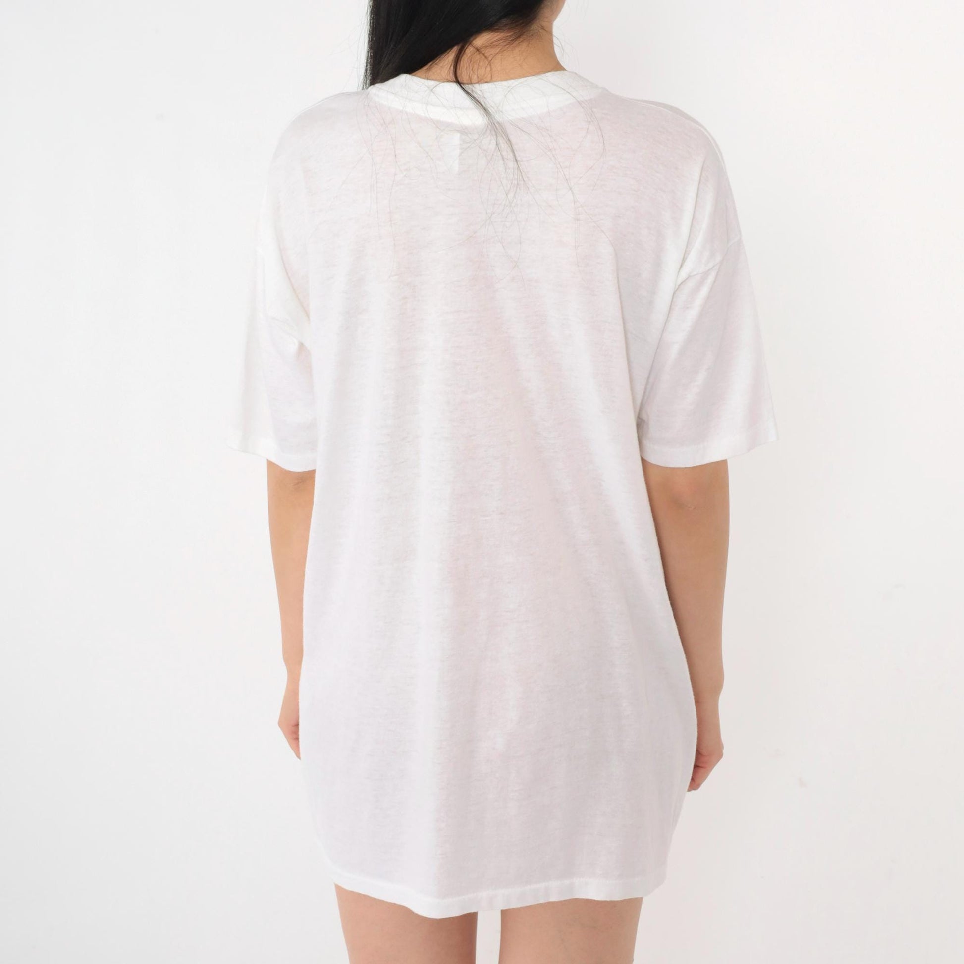 90s Abstract Geometric Glitter Paint T-Shirt White Single Stitch Large L