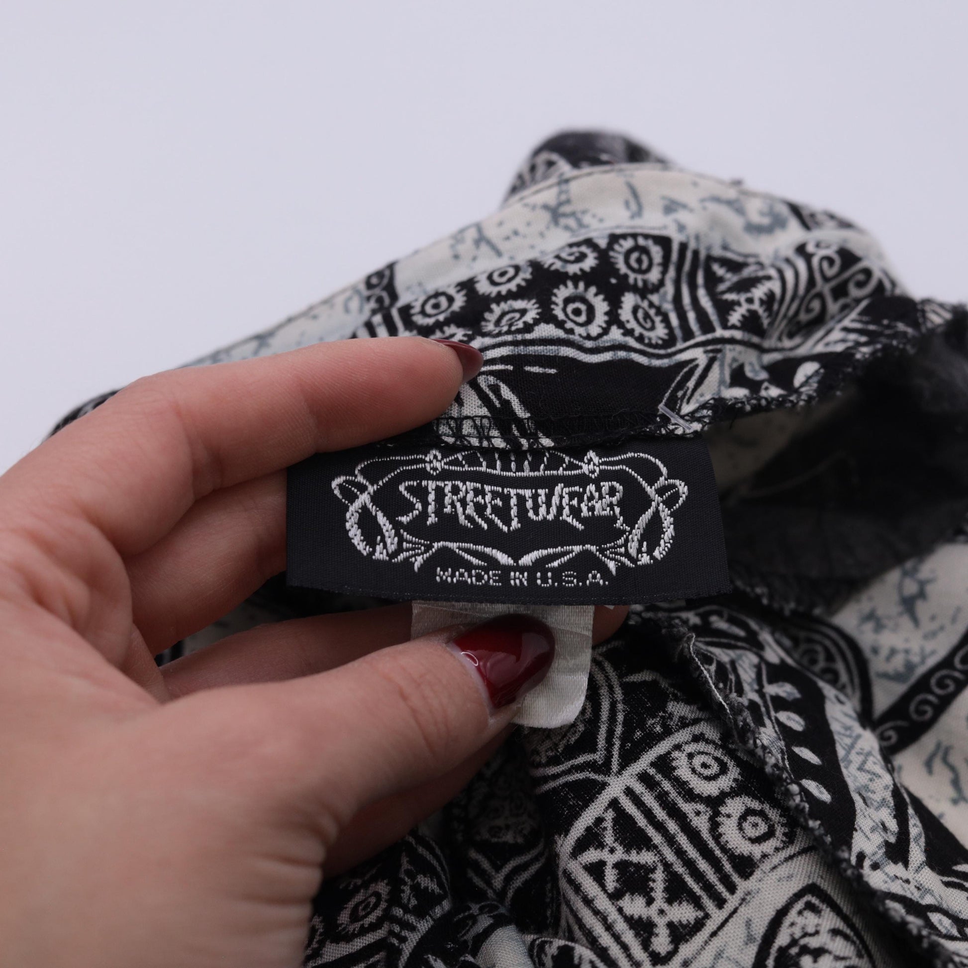 90s Streetusfar Floral Wrap Skirt Black White Striped Mini XS