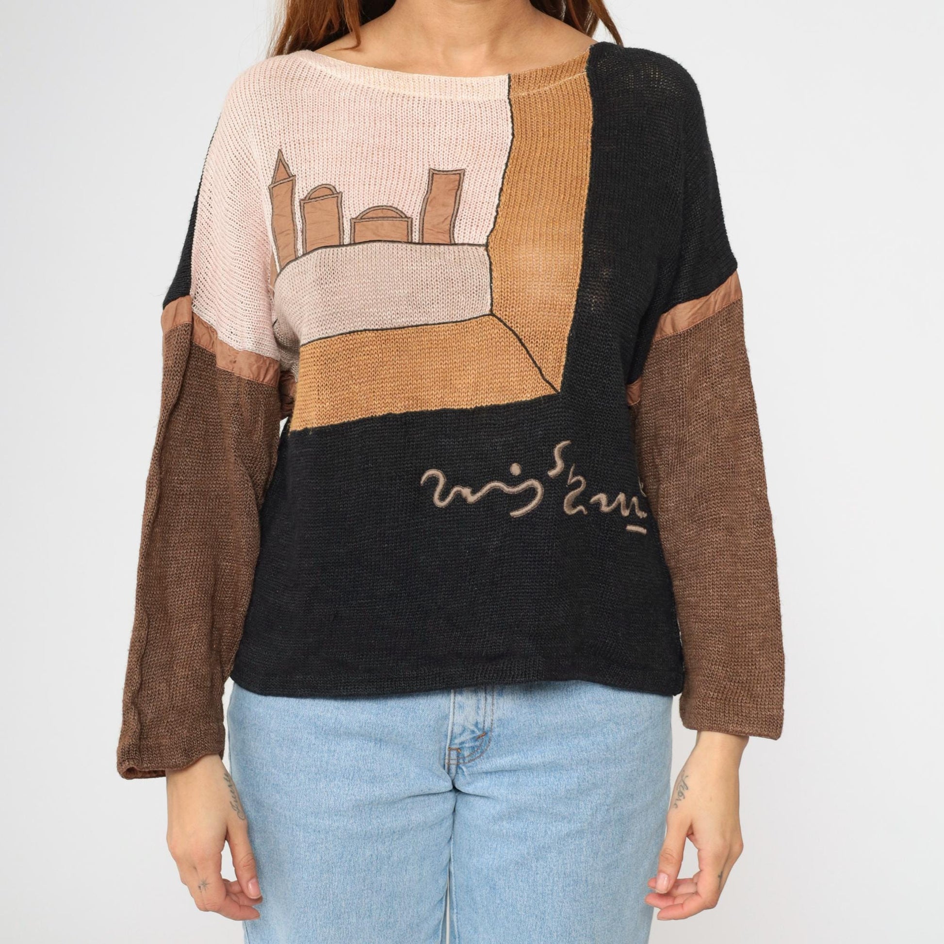 80s JC de Castelbajac Iceberg Italian Designer Knit Sweater Button Back Medium