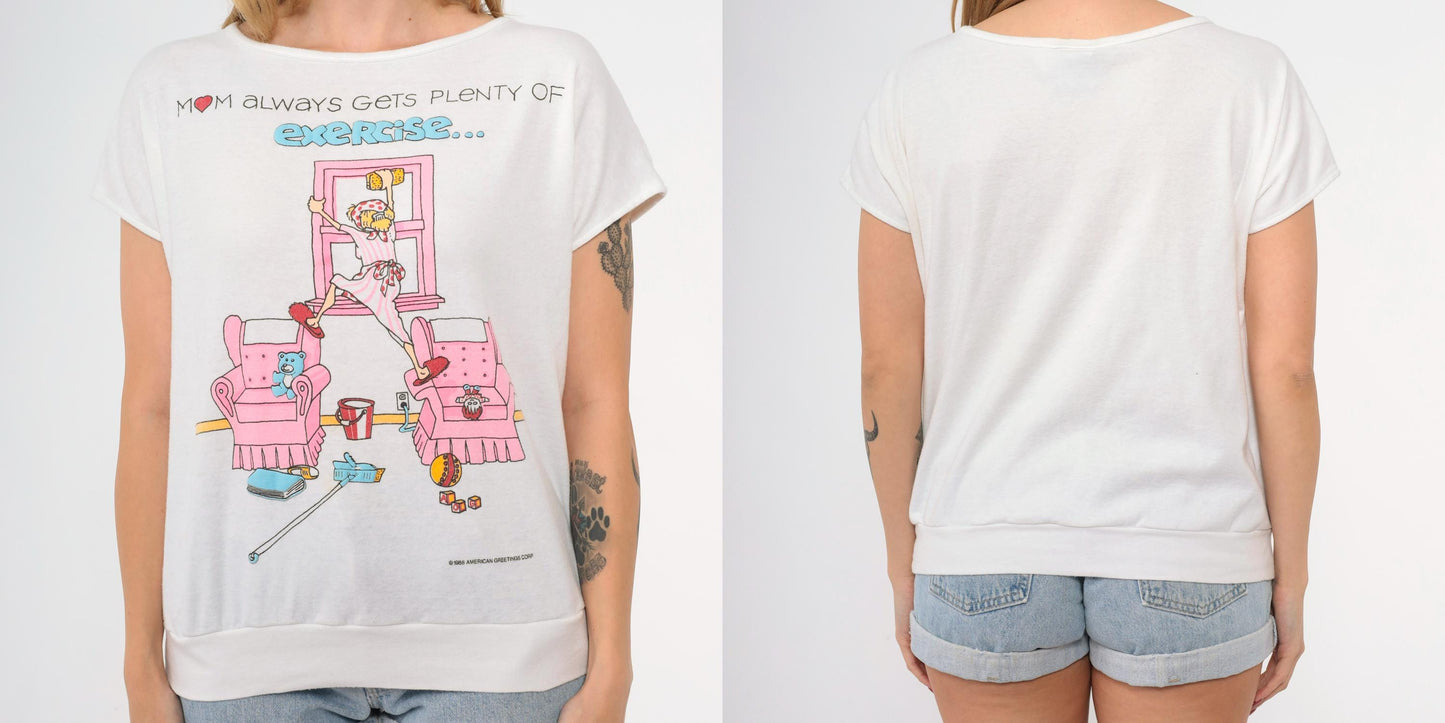 1988 American Greetings Mom Graphic T-Shirt White Cotton Tee Medium M