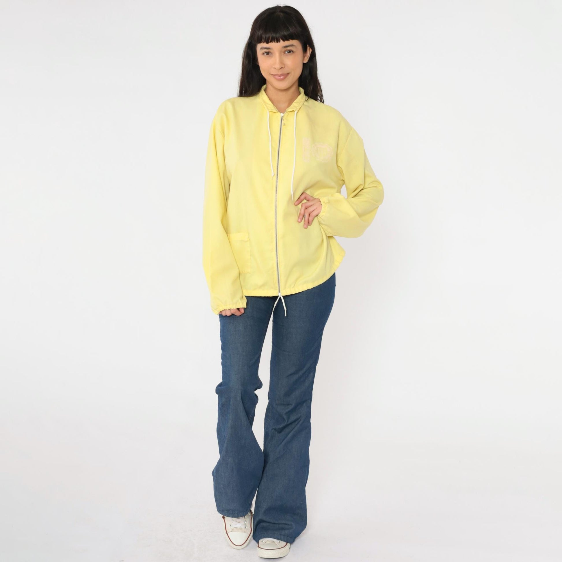 70s Artex SCC Yellow Windbreaker Jacket Logo Zip Men's Large L