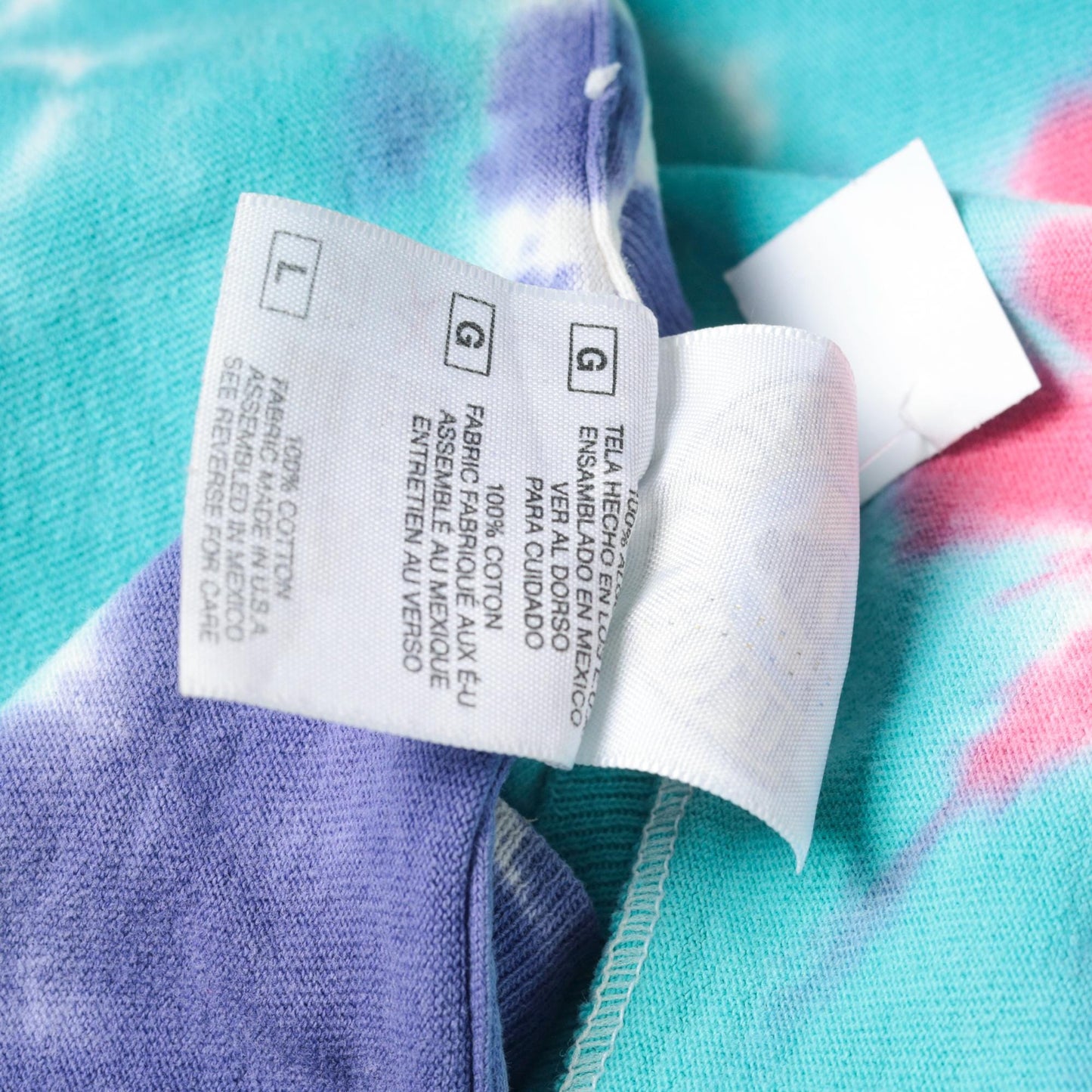 90s Tie Dye Swirl T-Shirt Pink Purple Turquoise Distressed Cotton Crewneck Large