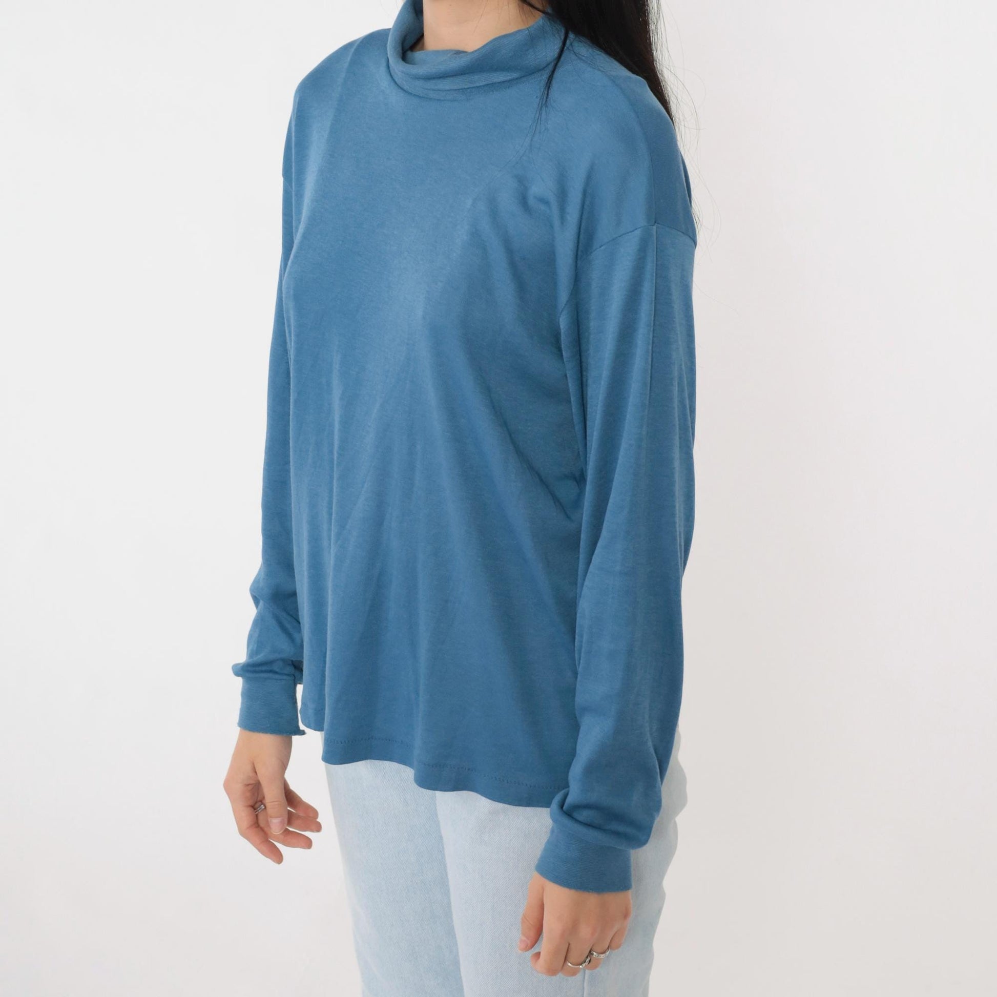 80s Bobbie Brooks Blue Turtleneck Long Sleeve Top Extra Large XL