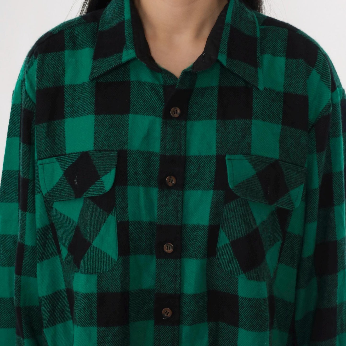 80s Big Yank Buffalo Plaid Shirt Green Button Up Long Sleeve Extra Large XL