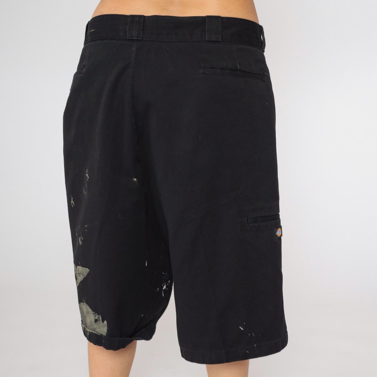 Y2K Dickies Painter Shorts Black Paint Splatter Workwear Men's 40