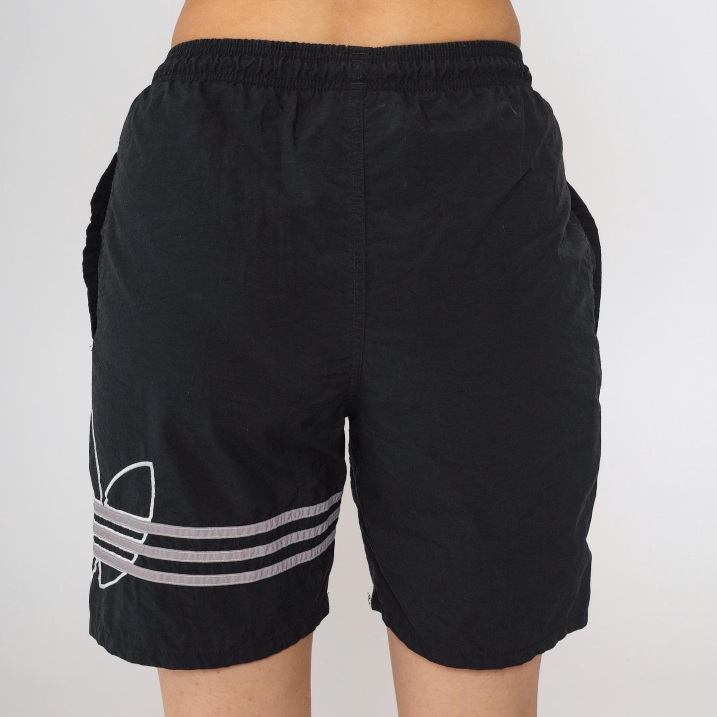90s Adidas Black Nylon Shorts Trefoil Logo Athletic Small S