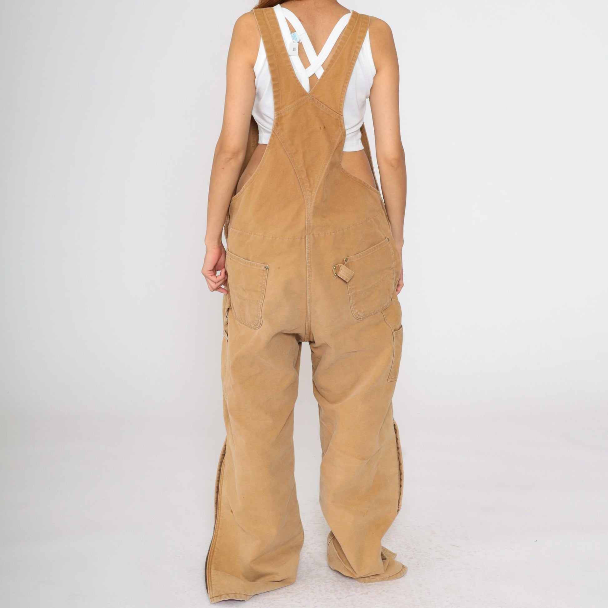 90s Carhartt Insulated Overalls Brown Double Front Workwear 42x32