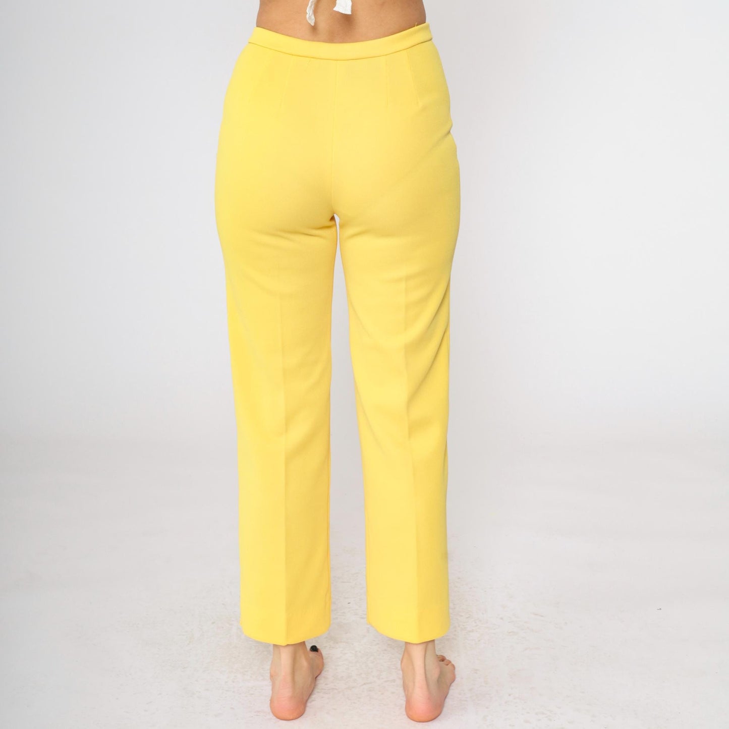 70s Yellow High-Rise Tapered Trousers Small