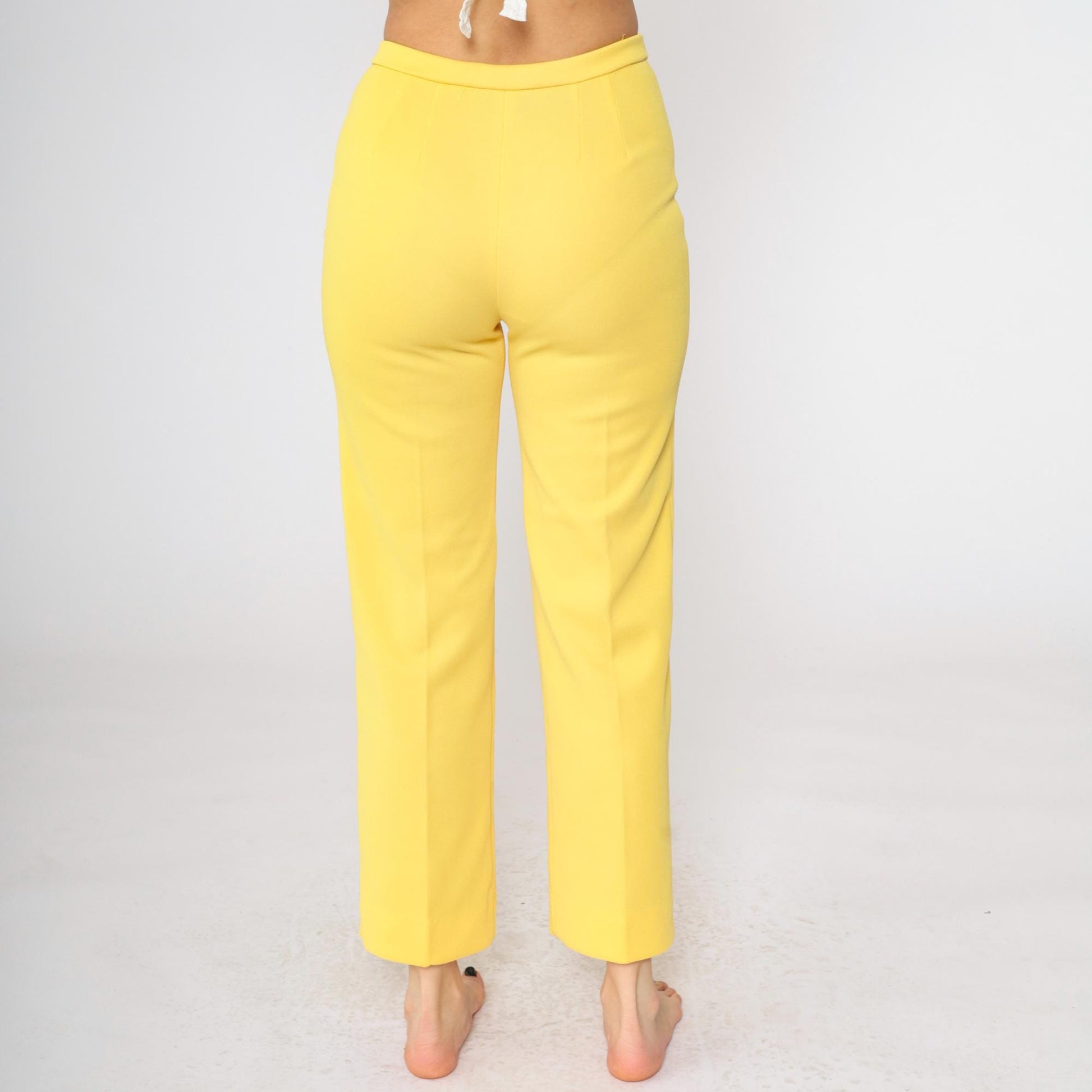 70s Yellow High-Rise Tapered Trousers Small