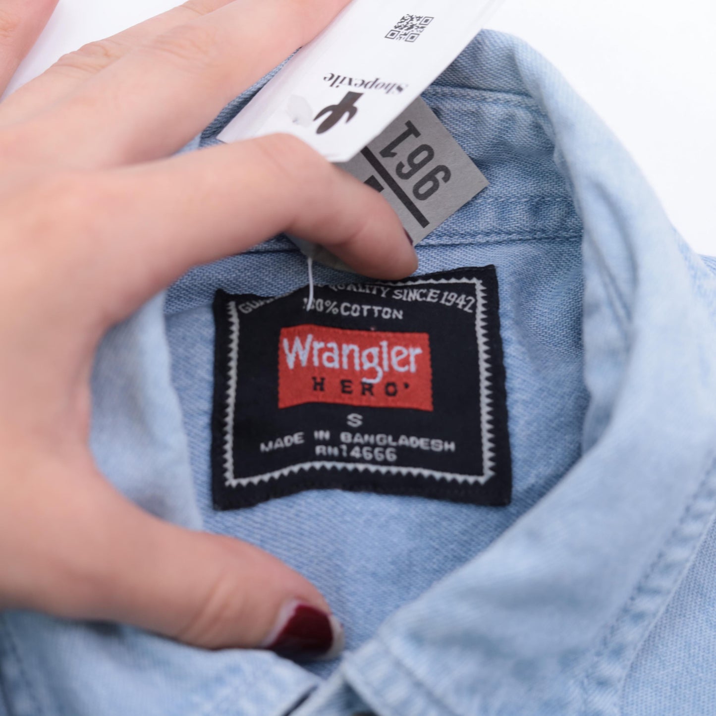 90s Wrangler Crawford Ranch Denim Shirt Light Wash Texas Embroidered Small S