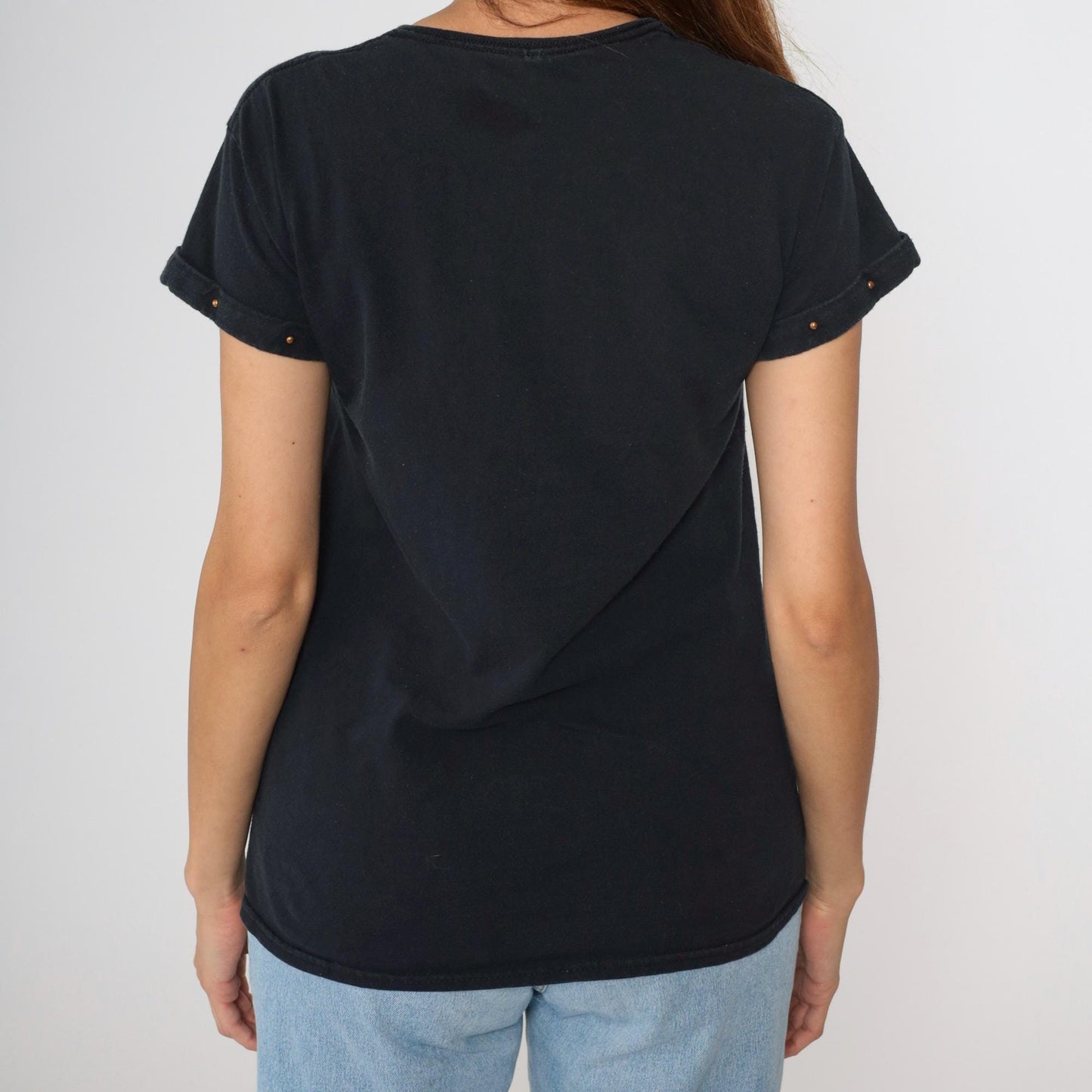 90s Las Vegas Fireworks Graphic T-Shirt Studded Metallic Black Small S