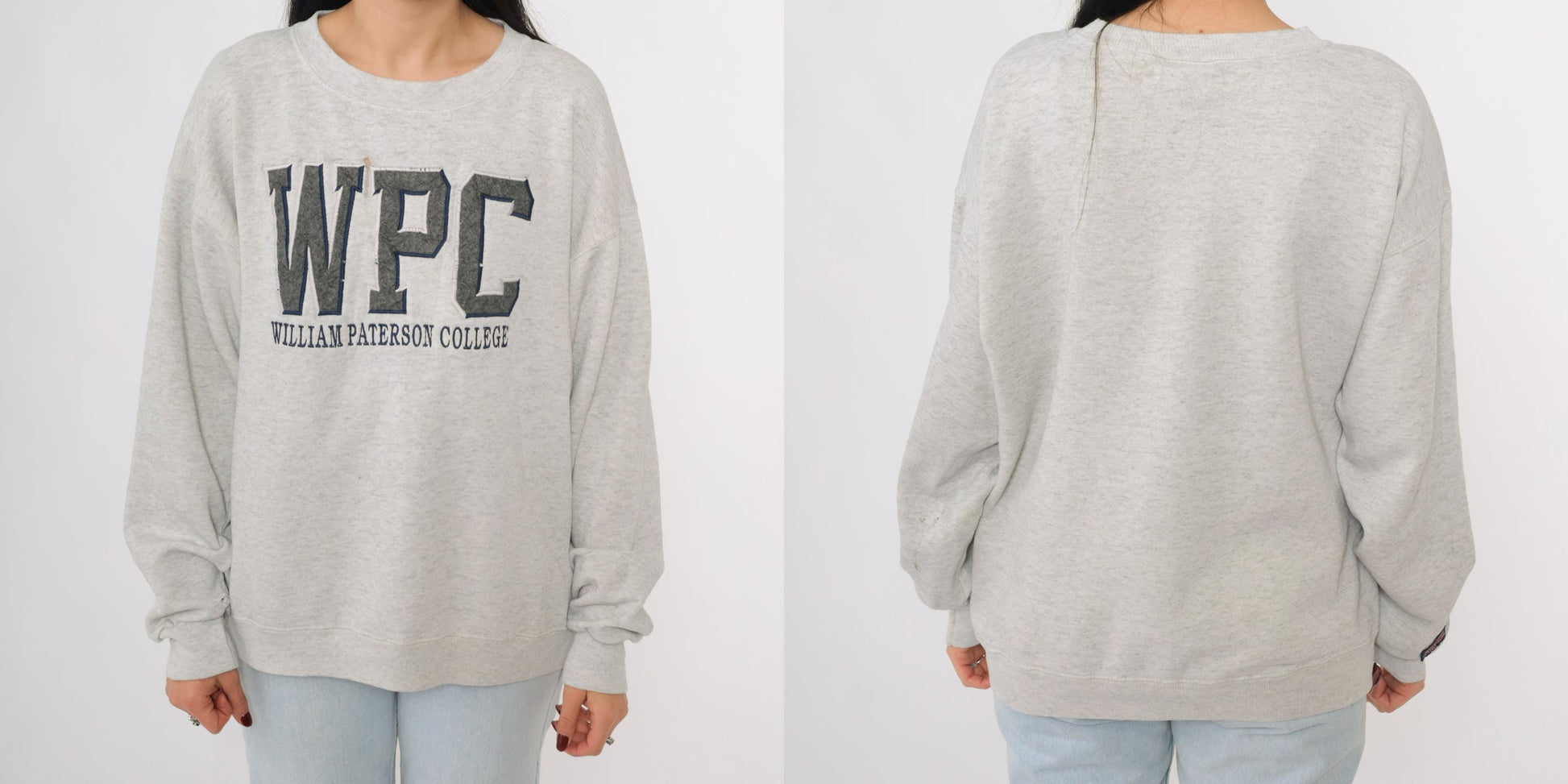 90s William Paterson College Jansport Sweatshirt Heather Grey Crewneck Large