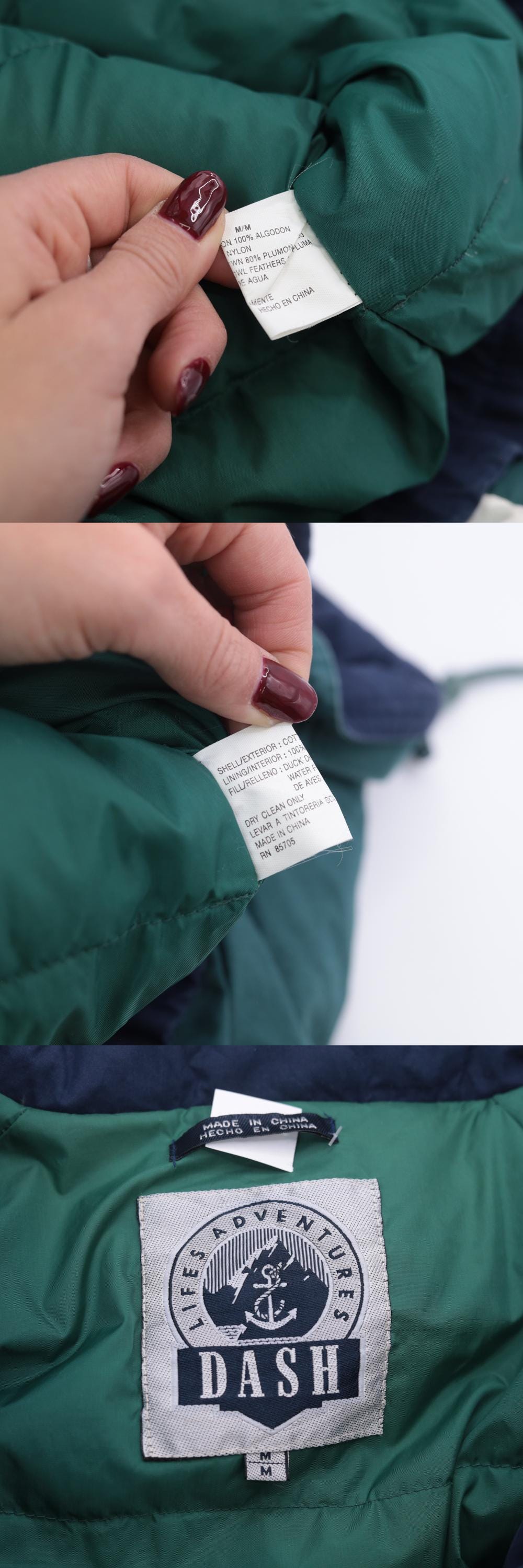 90s Dash Lifes Adventures Colorblock Puffer Jacket Green Navy Medium