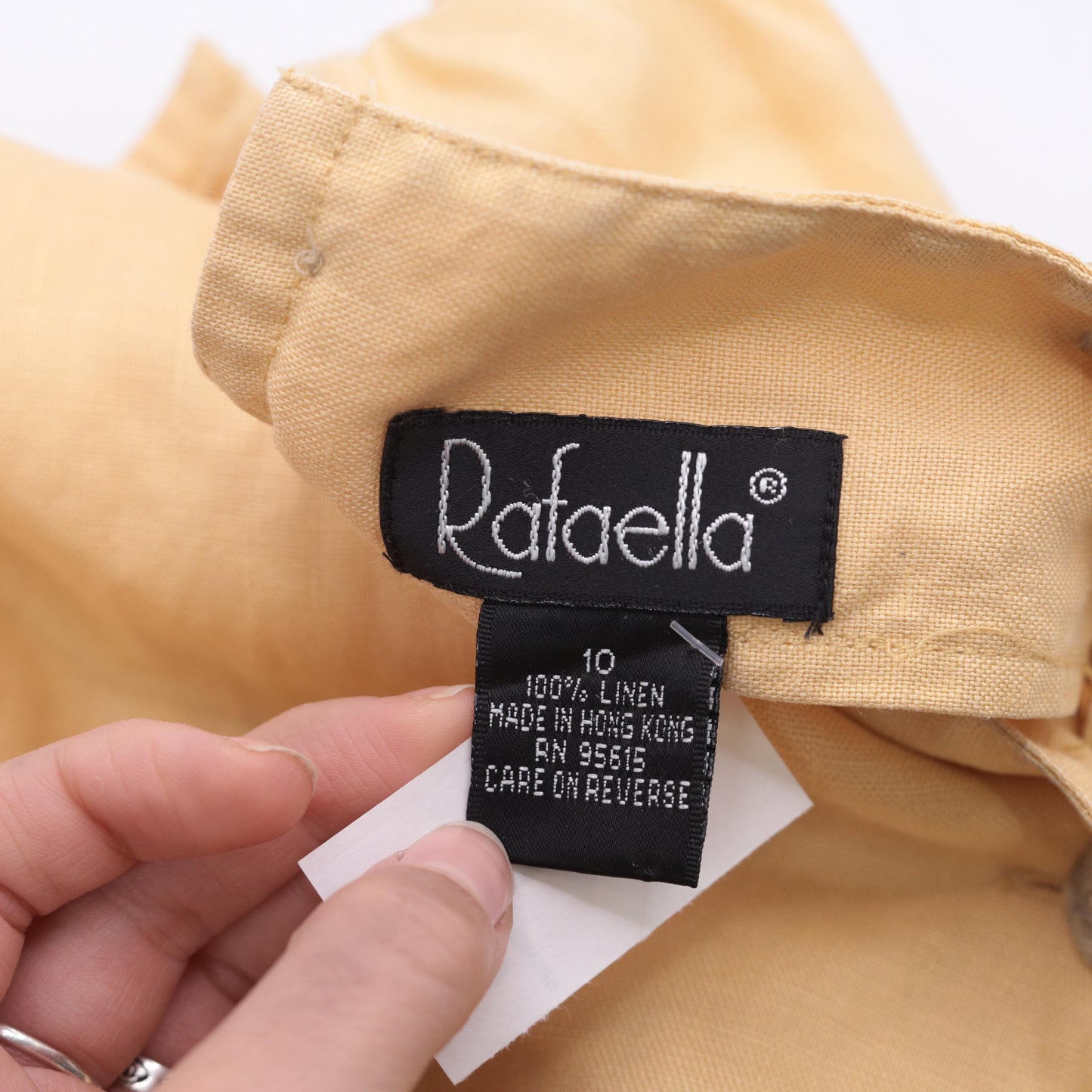 90s Rafaella Yellow Linen Midi Dress Button Back Sleeveless Medium 10