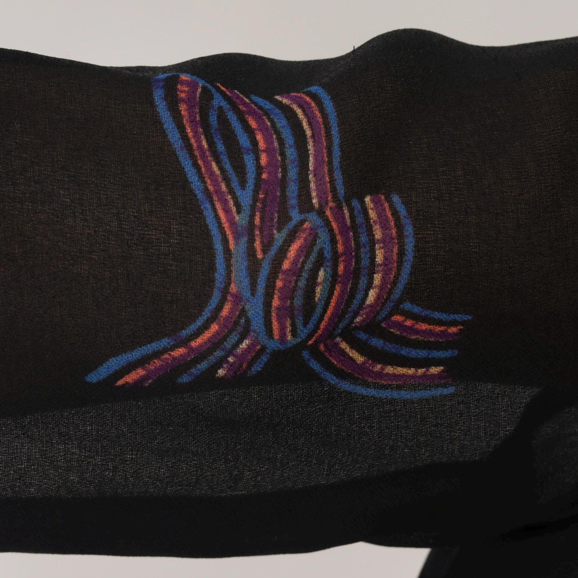 70s Diane Von Furstenberg Black Sheer Mini Dress Ribbon Bow Ruffle Neck Medium