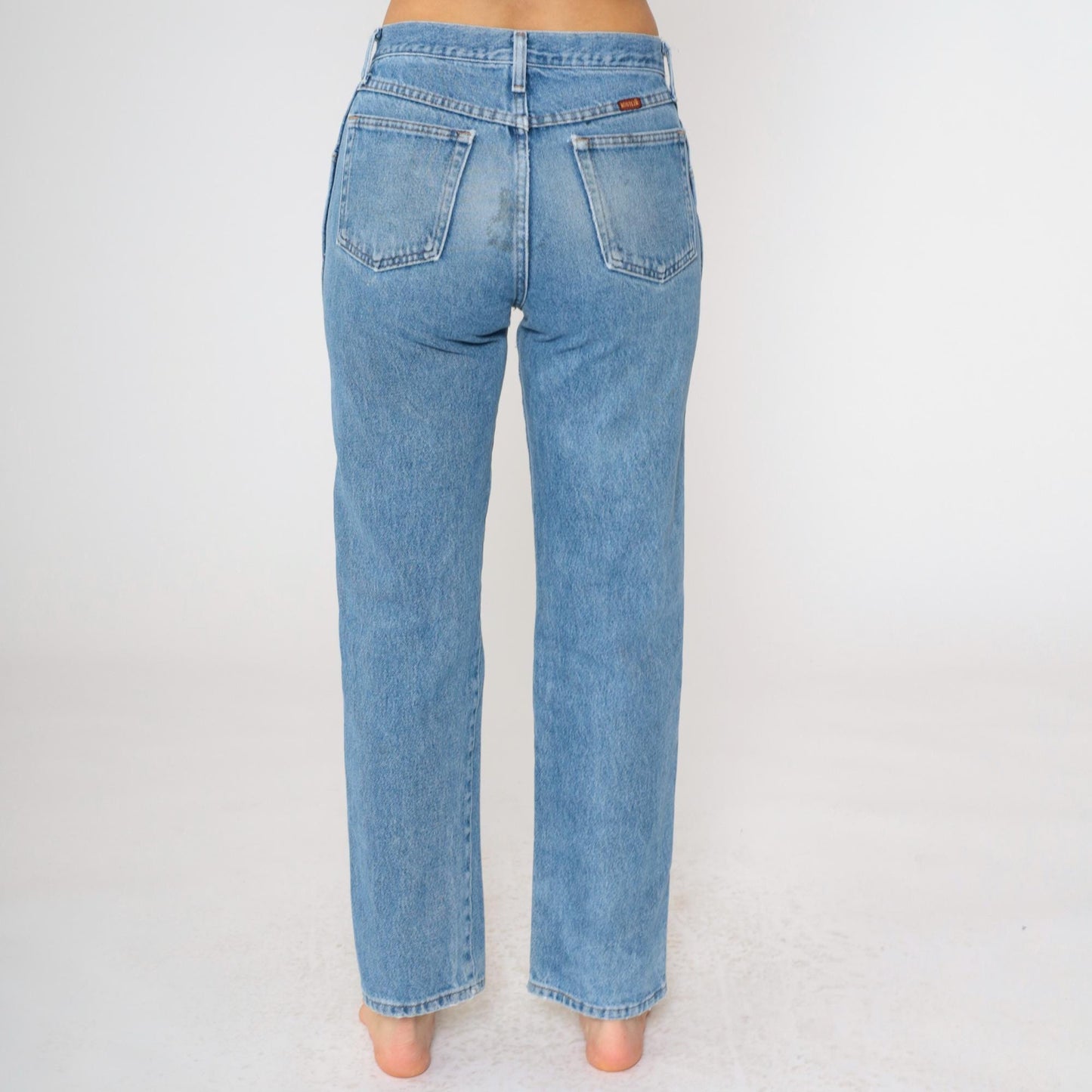 00s Rustler Faded Blue Straight Leg Jeans High Rise Ripped Small