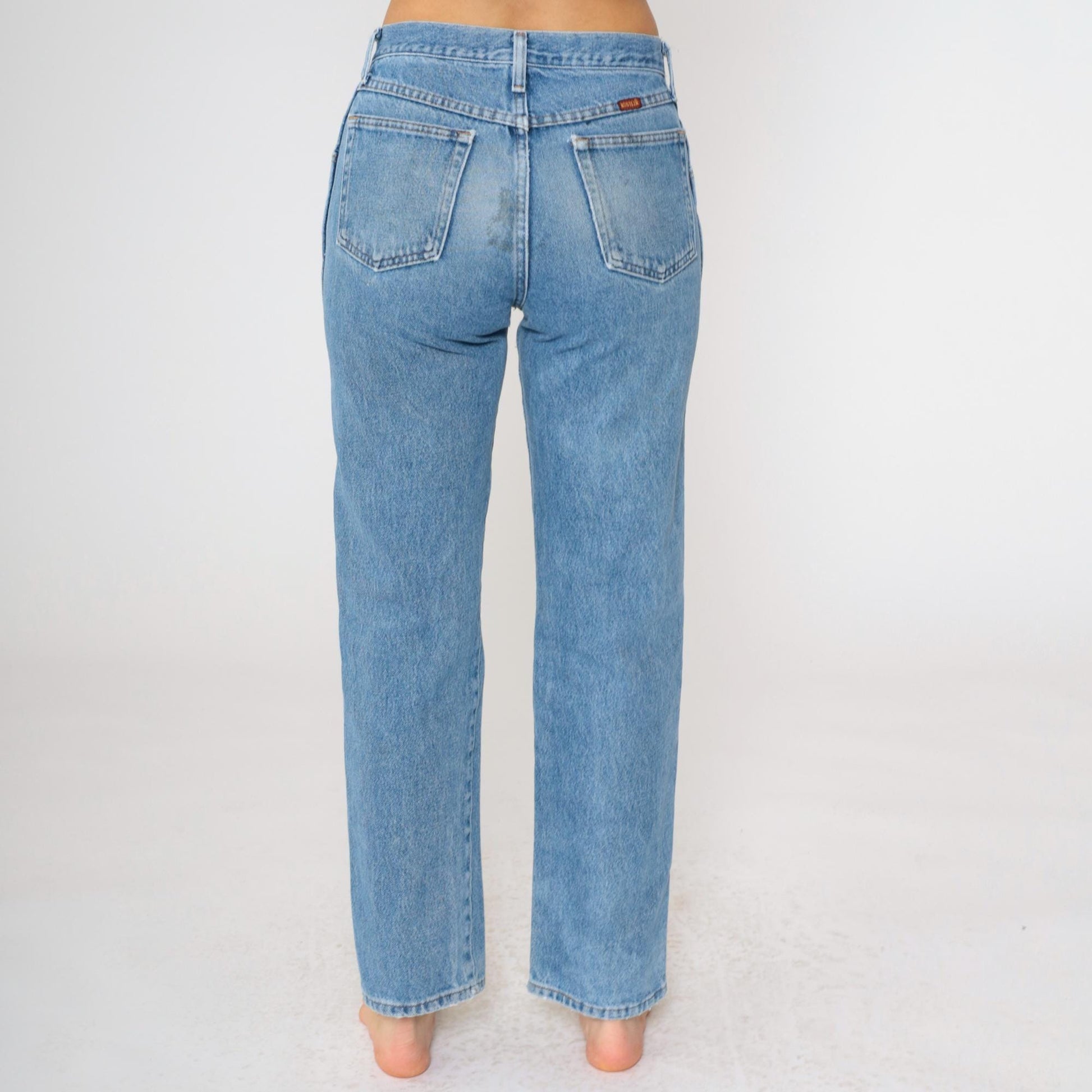 00s Rustler Faded Blue Straight Leg Jeans High Rise Ripped Small