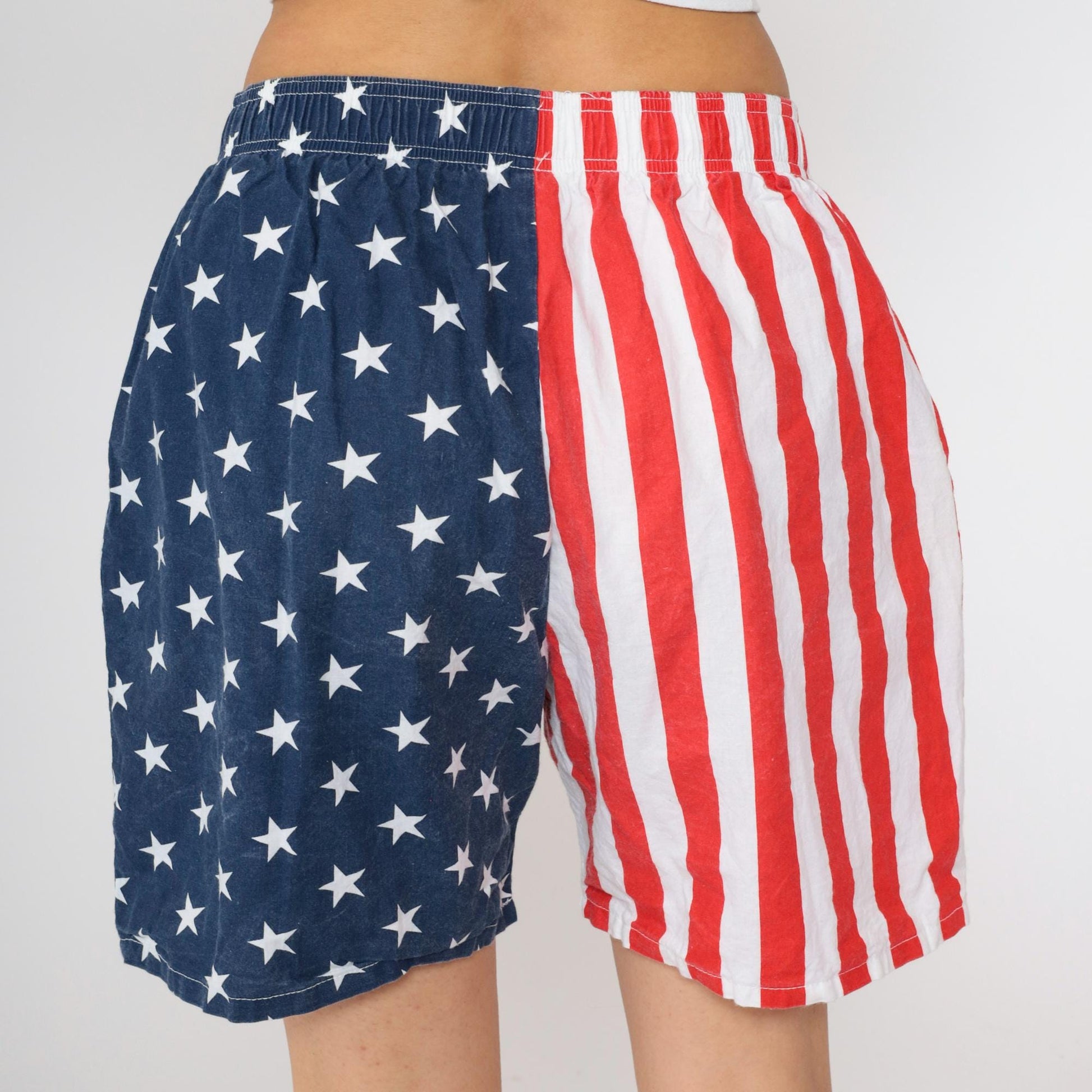 90s International Baggyz American Flag Shorts Cotton Elastic Waist Extra Large