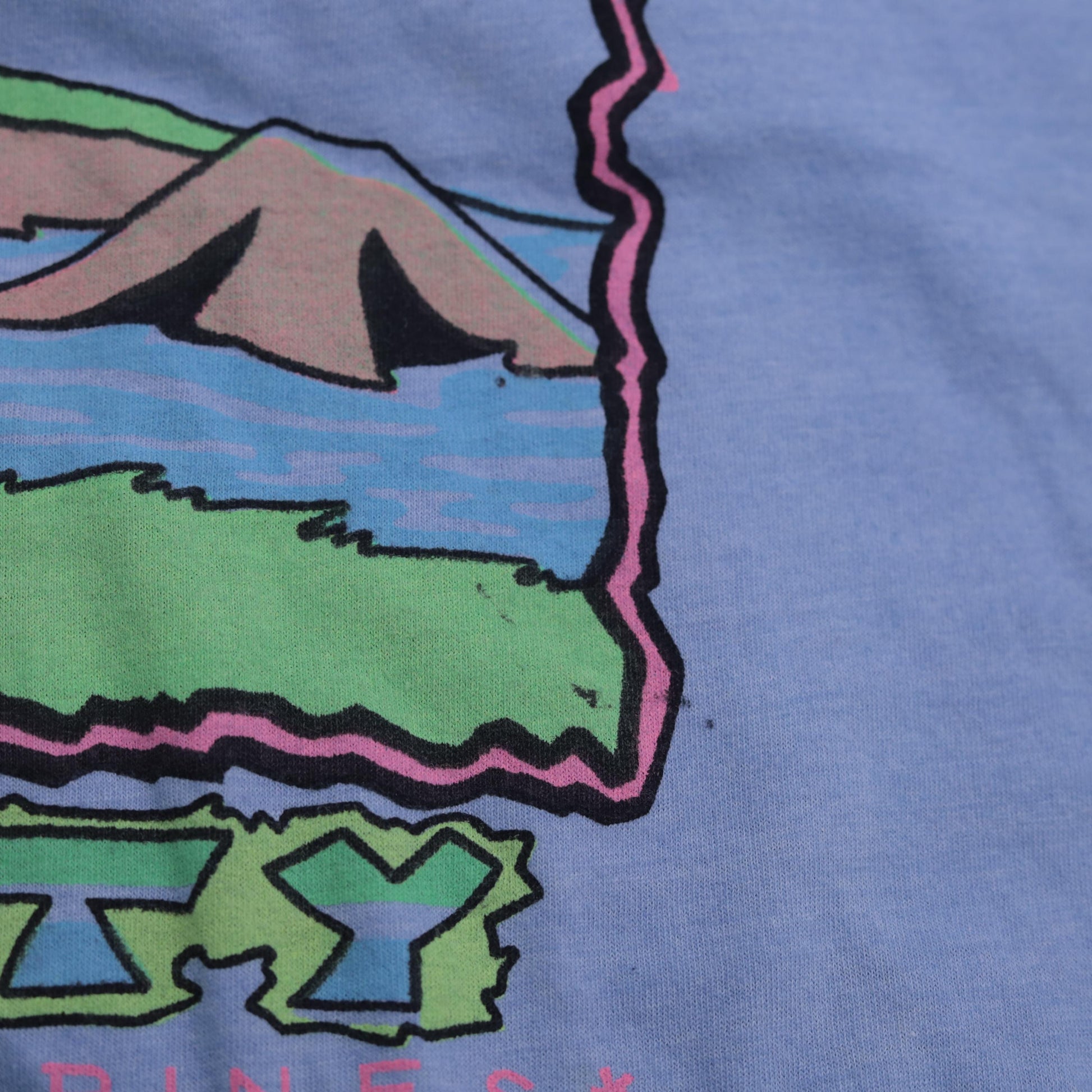 Y2K Tagaytay Philippines Neon Graphic Horse T-Shirt Blue Tee Medium