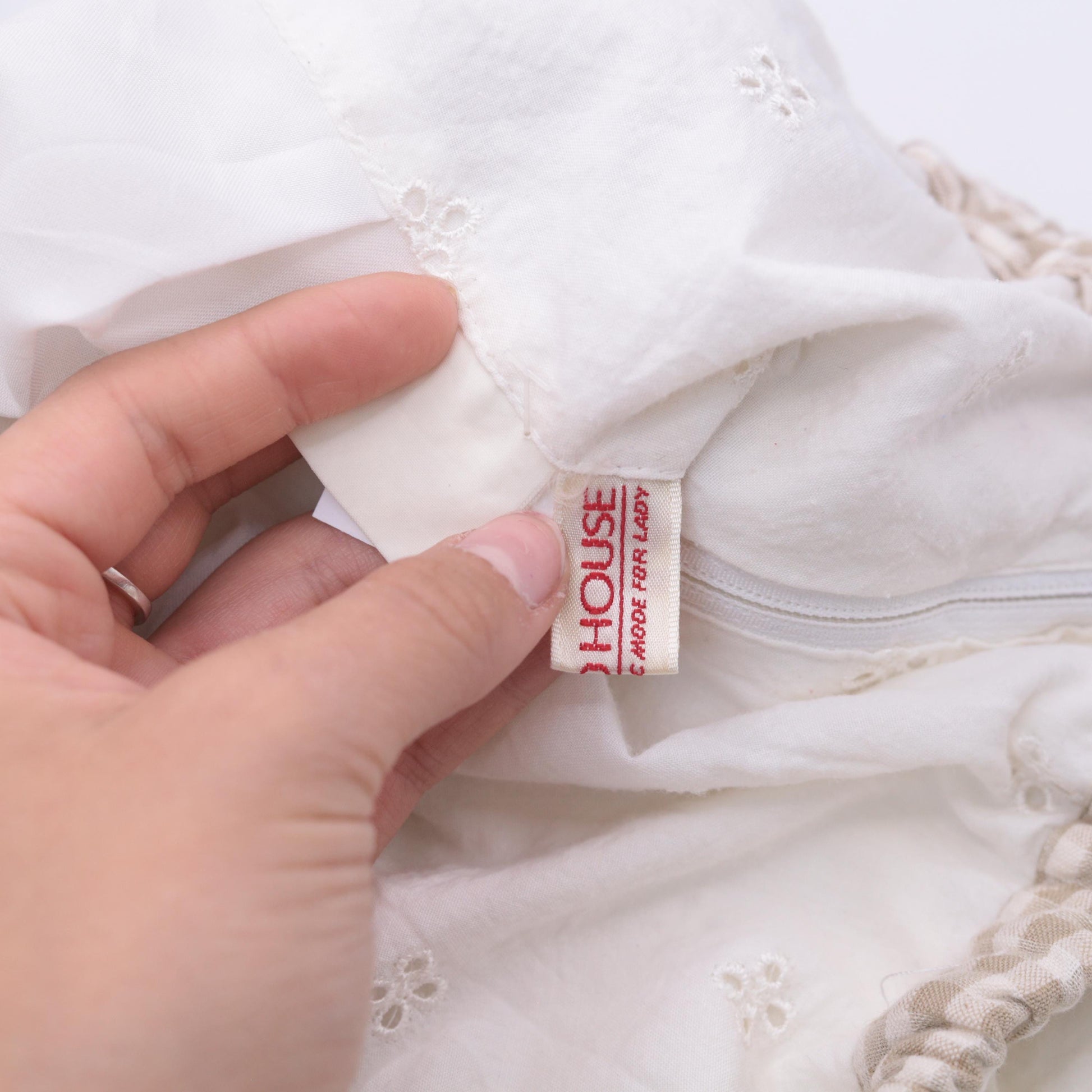 00s White Eyelet Peasant Midi Skirt Embroidered A-Line Tiered Small