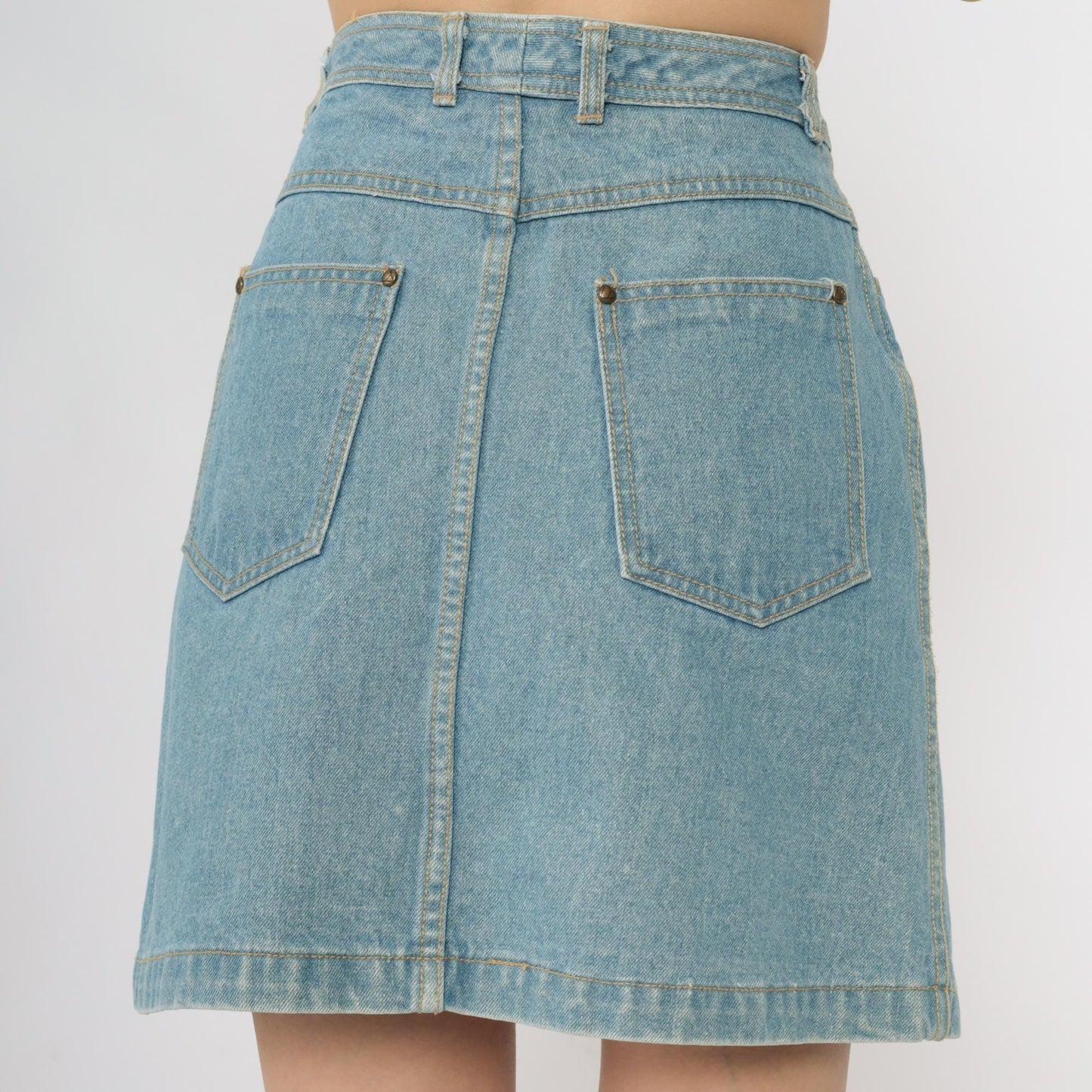 90s Liz Claiborne Blue Denim Mini Skirt High Waist A-Line Medium