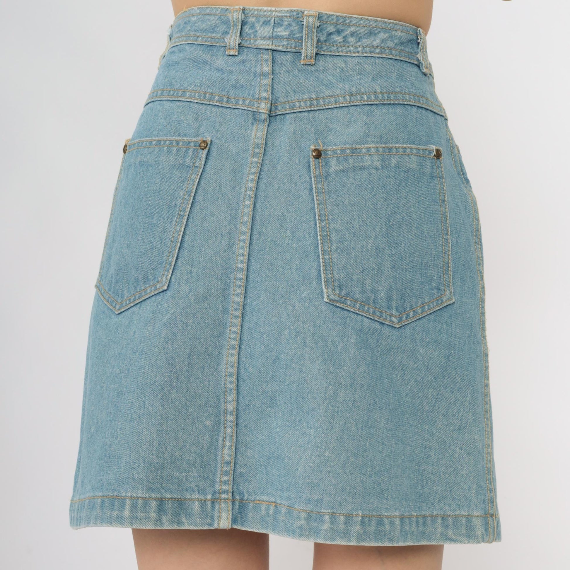 90s Liz Claiborne Blue Denim Mini Skirt High Waist A-Line Medium