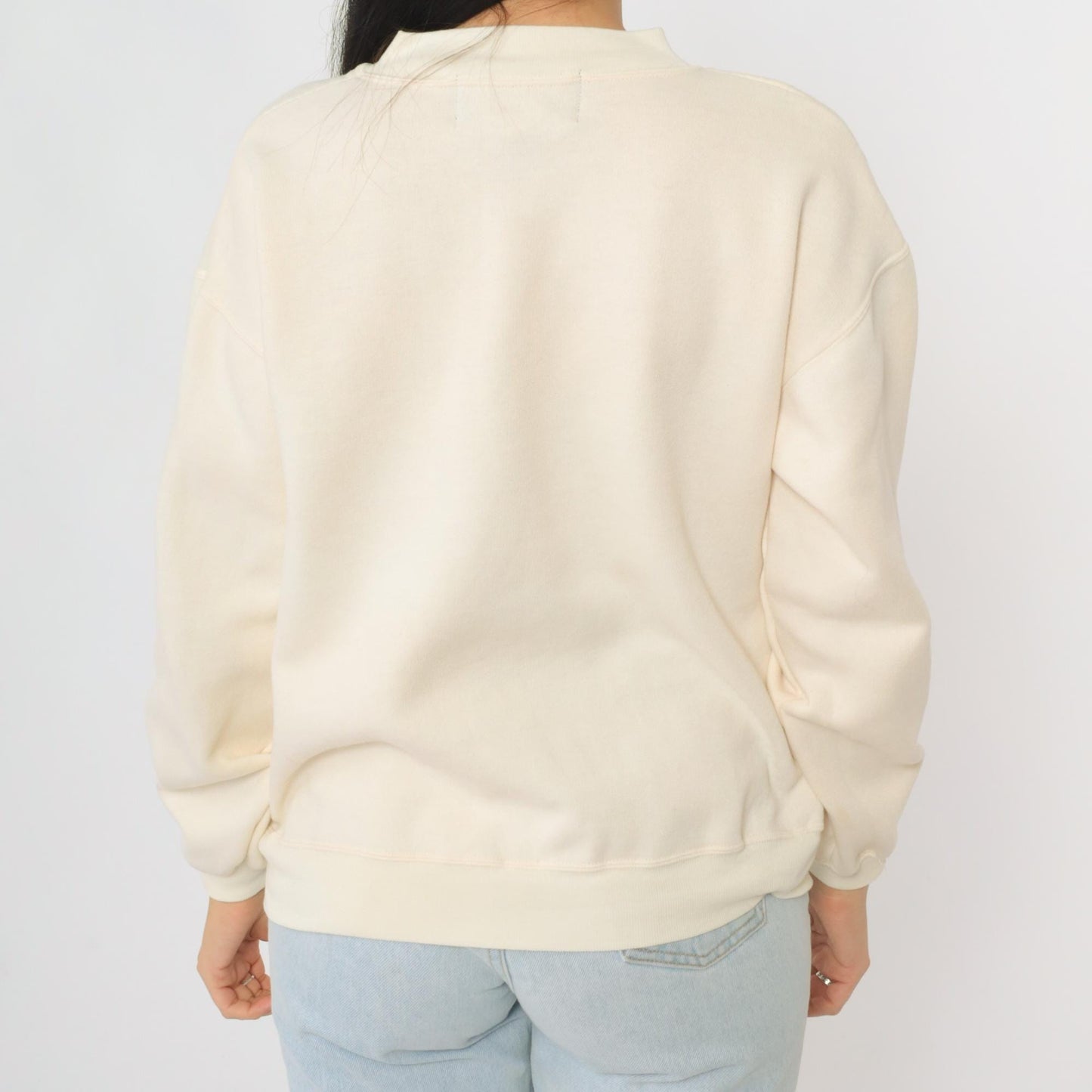 90s Cream Adventure Weekends Patch Crewneck Sweatshirt Small