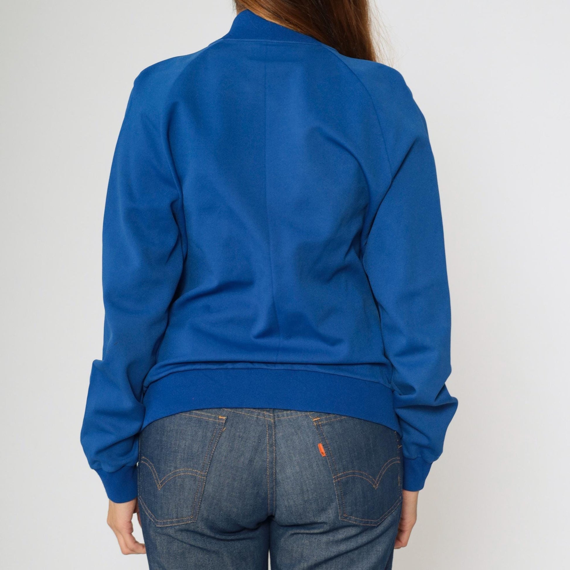 80s Royal Blue Track Jacket Windbreaker Zip Up Raglan Sleeve Extra Small