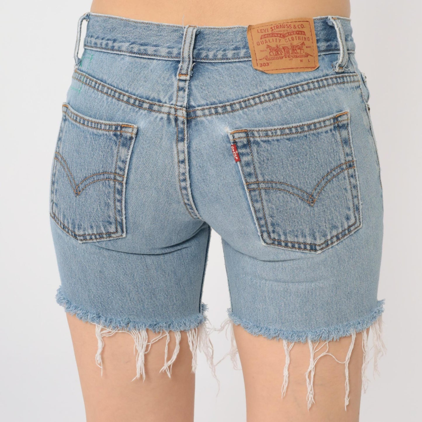 Y2K Levi's Cutoff Denim Shorts Blue Low Rise Frayed Hem Extra Small