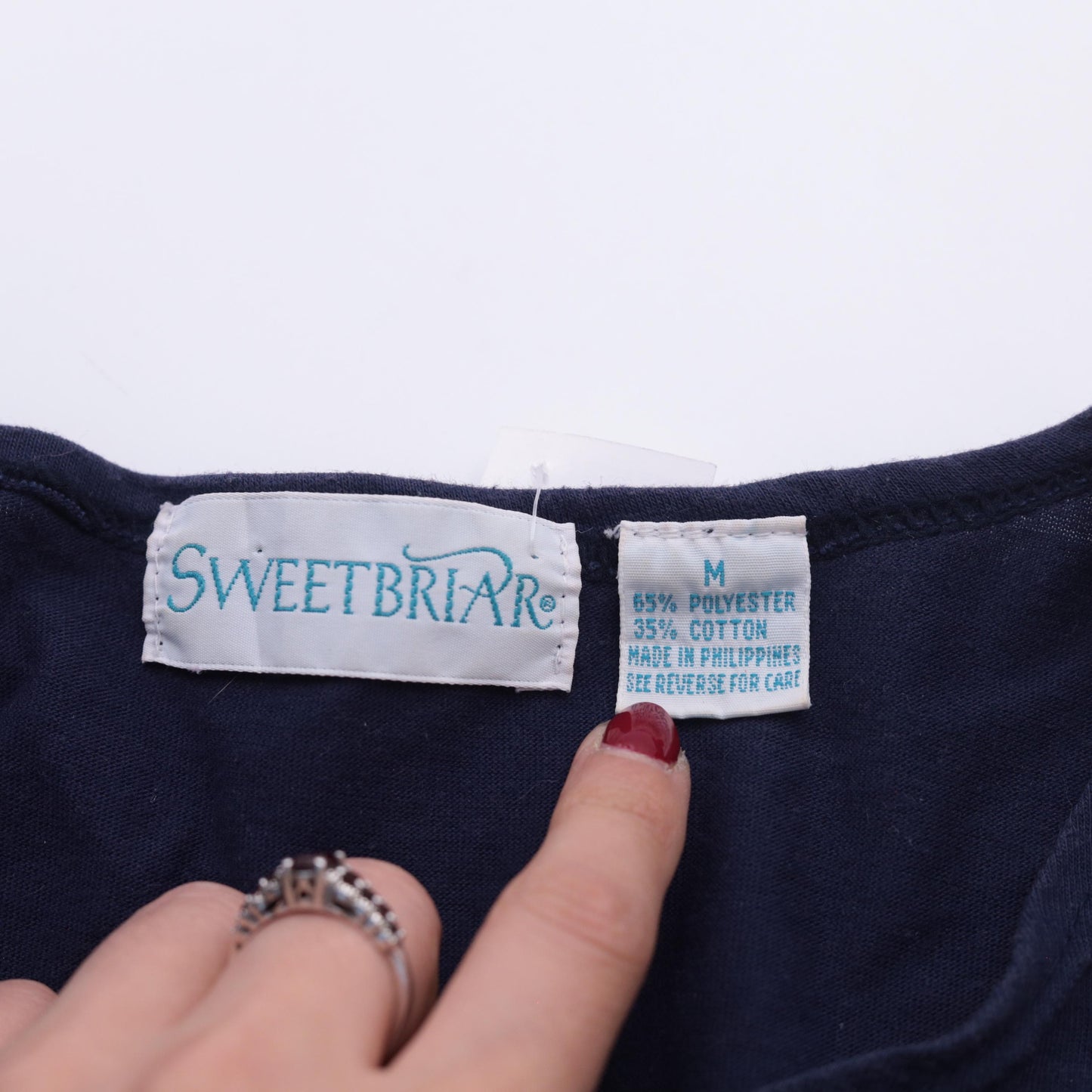 90s Sweetbriar Navy Floral Mini Dress Button Up Embroidered Medium M