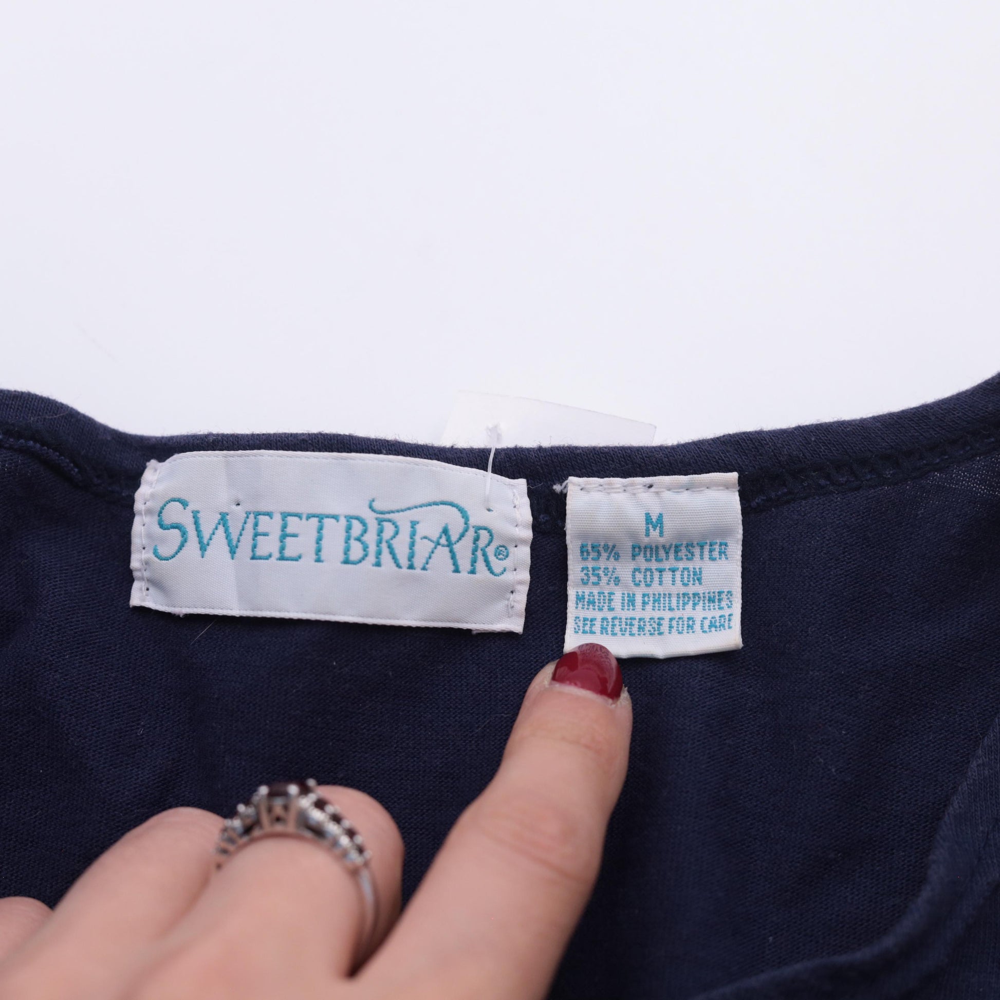 90s Sweetbriar Navy Floral Mini Dress Button Up Embroidered Medium M