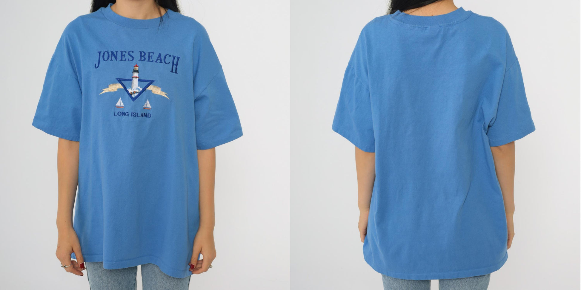 90s Jones Beach Long Island Lighthouse Embroidered T-Shirt Cotton Extra Large