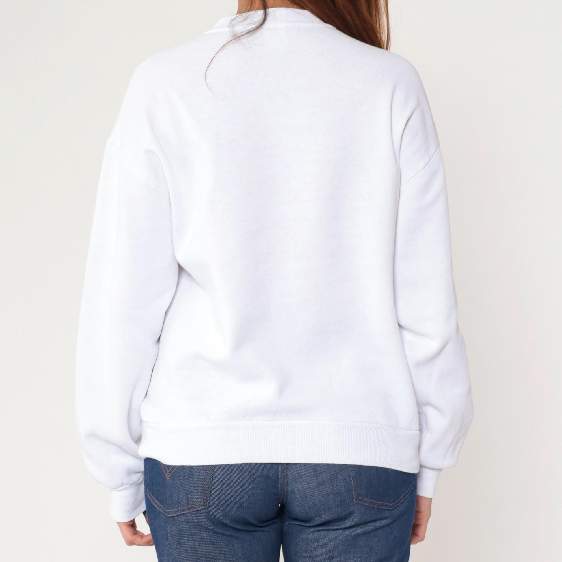90s Jerzees White Crewneck Sweatshirt Slouchy Pullover Medium