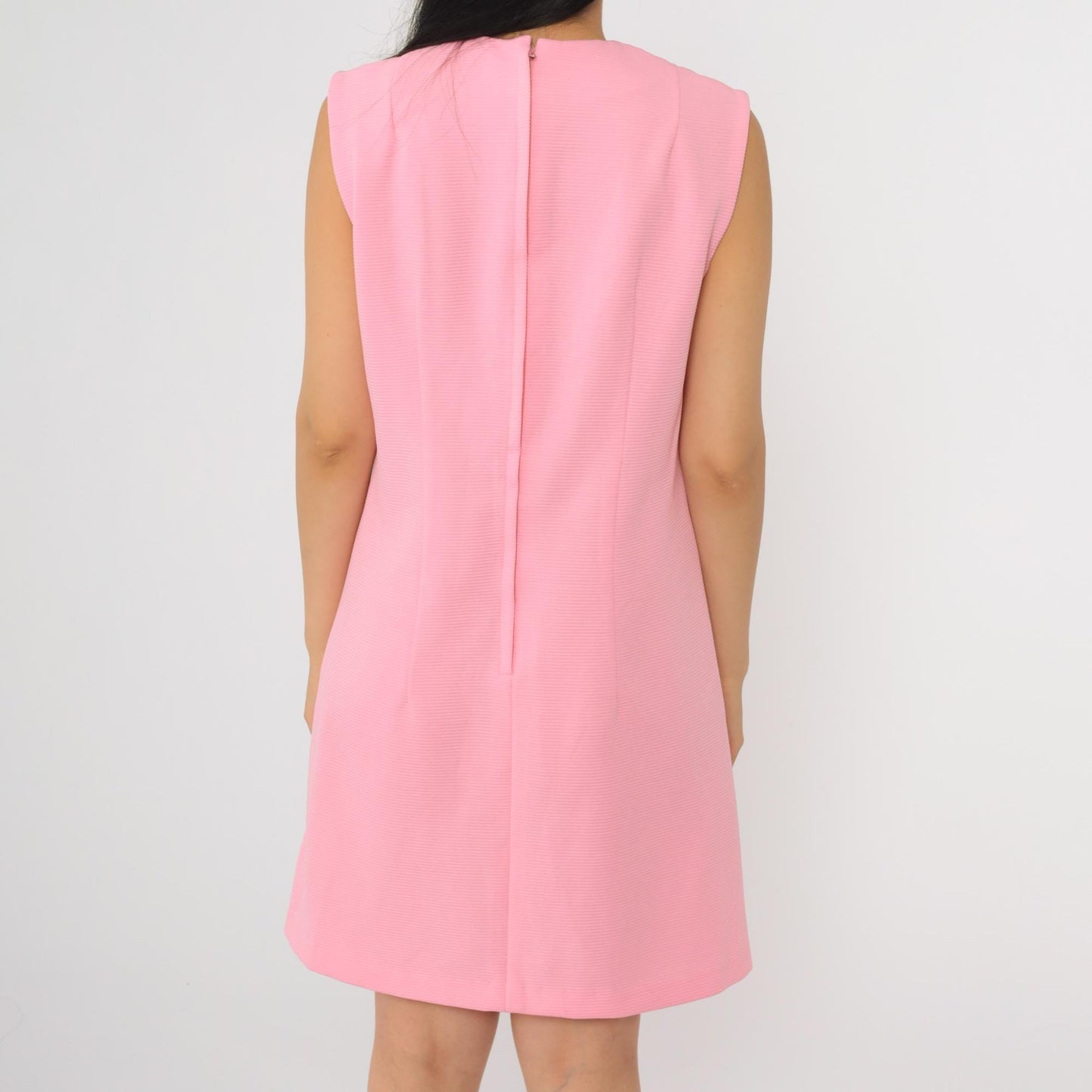 60s Pink Mod A-Line Mini Dress Sleeveless Shift Small